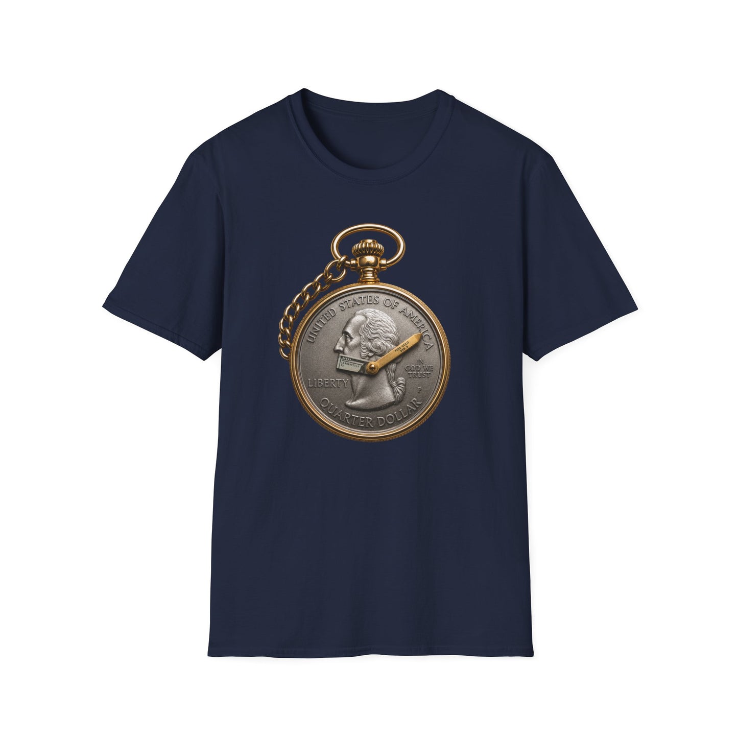 Pocket Watch Coin Graphic T-Shirt — Vintage Timepiece Design