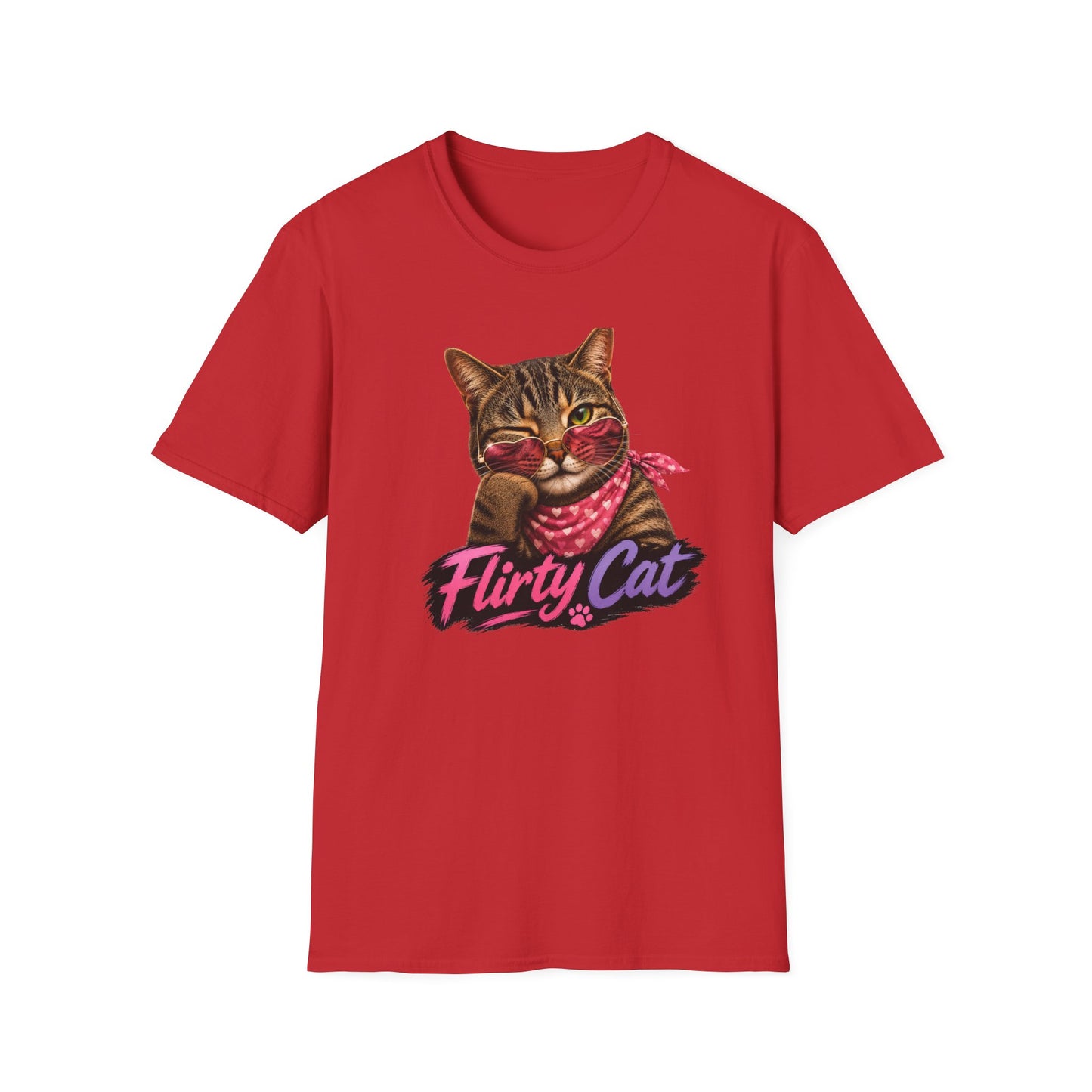 Flirty Cat T-Shirt — Cute Retro Cat with Sunglasses & Bandana