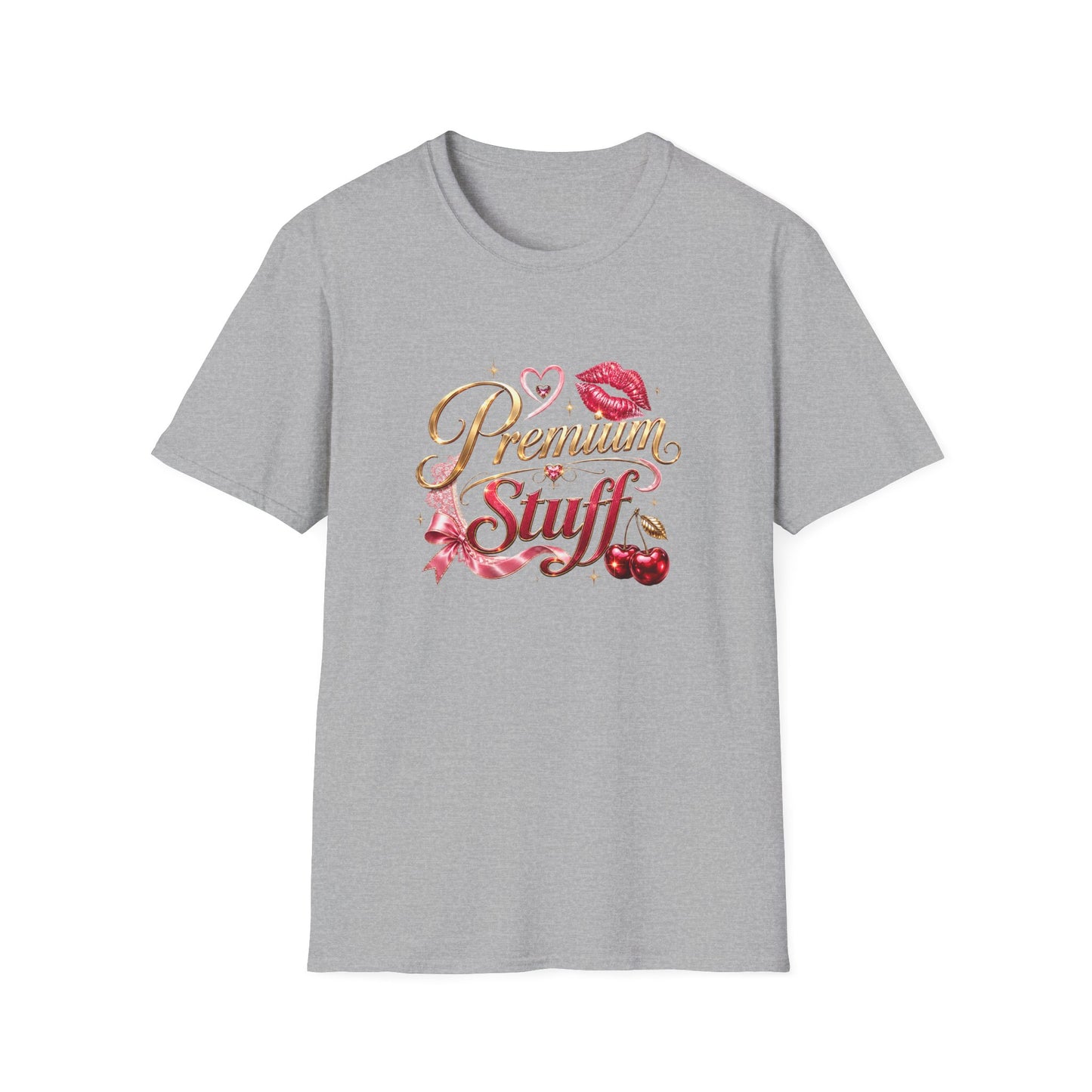 Premium Stuff Graphic T‑Shirt — Retro Lip & Cherry Glam Tee