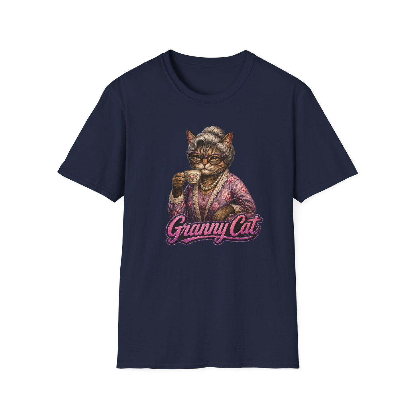 Granny Cat Tea Party T-Shirt