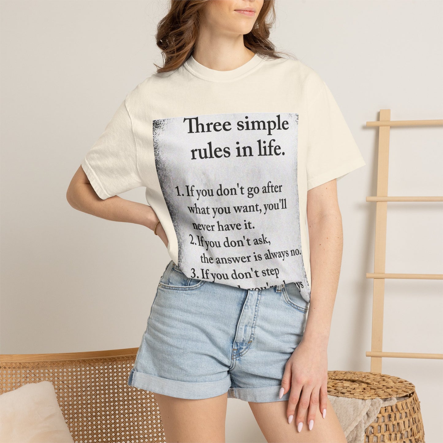 T-Shirt — "Three Simple Rules in Life" Motivational Quote Tee