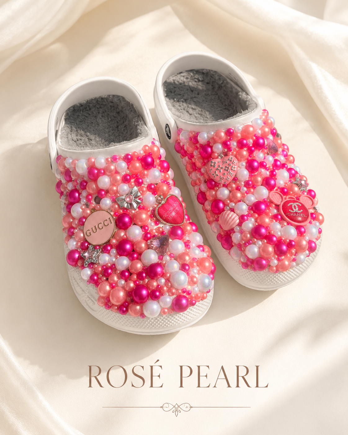 Rose Pearl Bubble Crocs