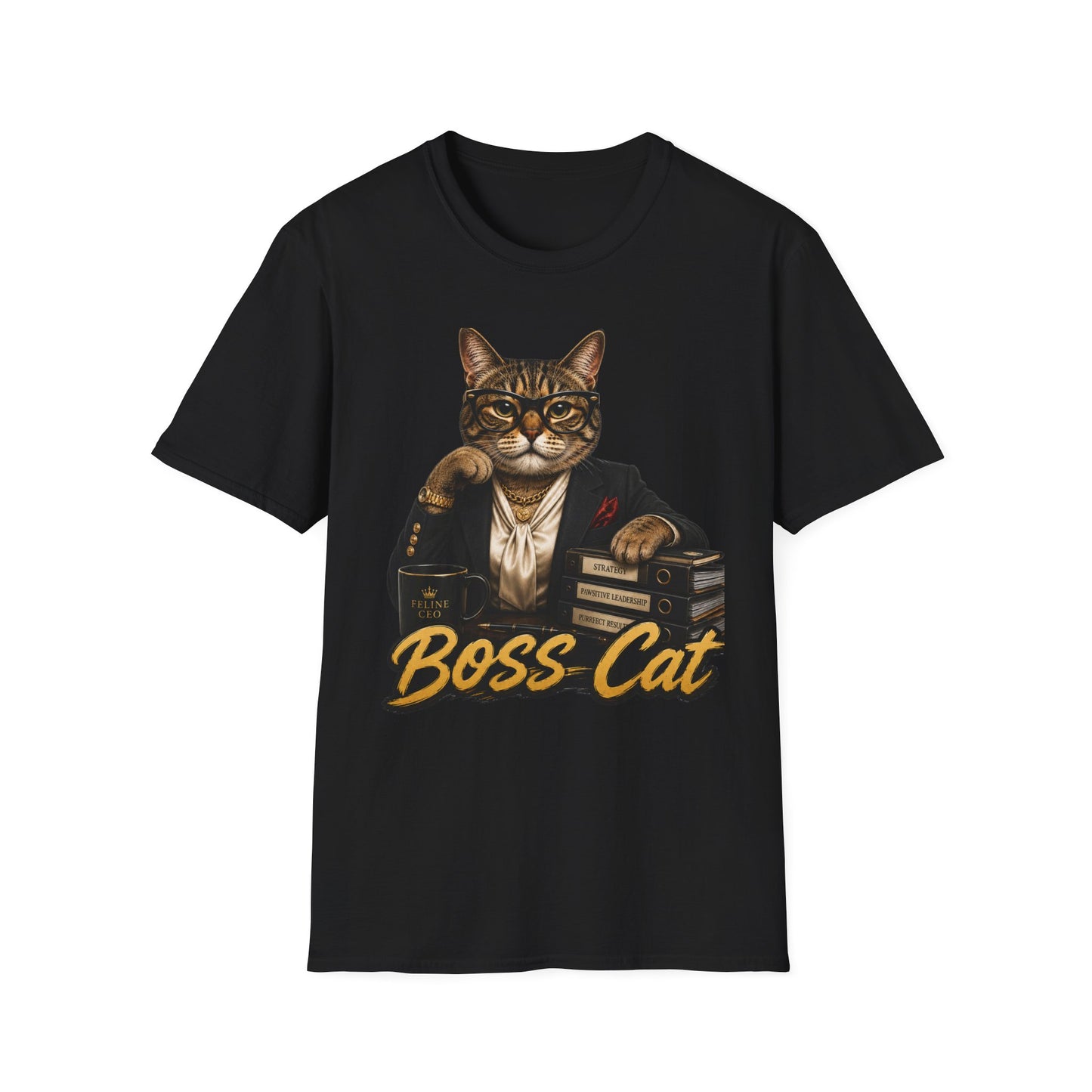 Boss Cat T‑Shirt — Vintage Dapper Cat Graphic Tee for Cat Lovers