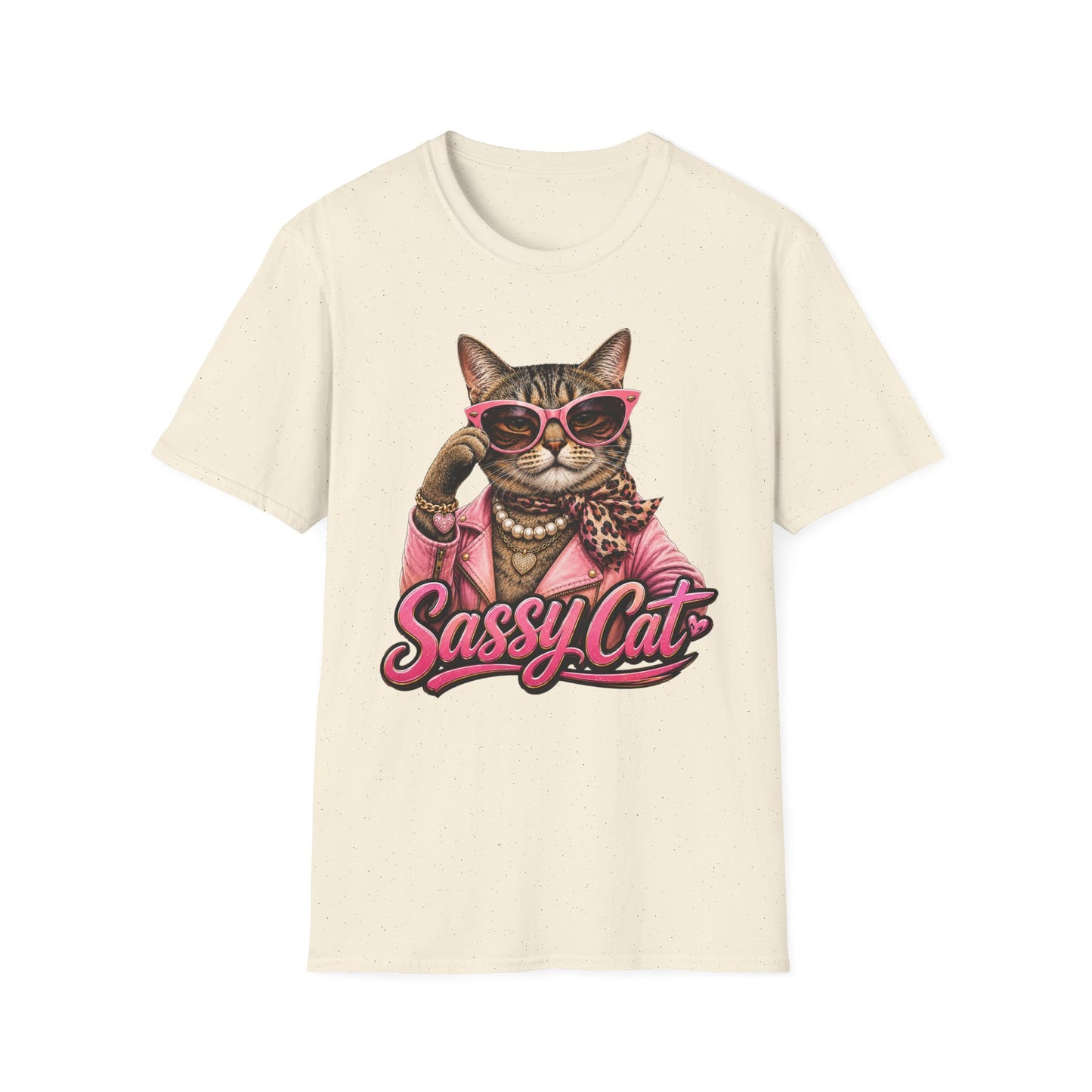 Sassy Cat T-Shirt — Retro Chic Cat with Sunglasses & Pearls