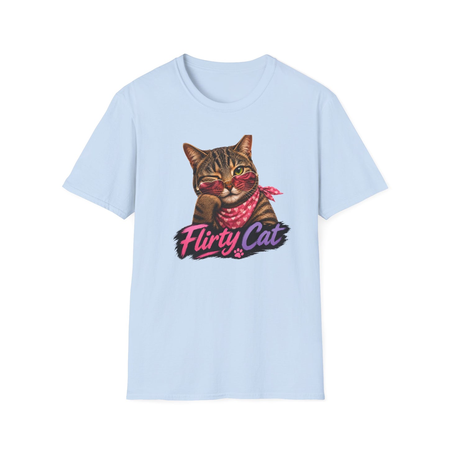 Flirty Cat T-Shirt — Cute Retro Cat with Sunglasses & Bandana