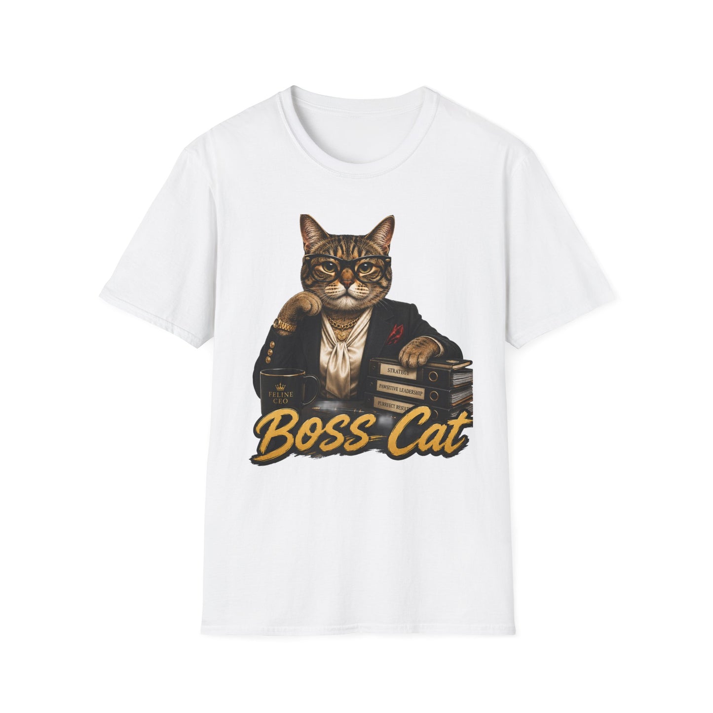 Boss Cat T‑Shirt — Vintage Dapper Cat Graphic Tee for Cat Lovers