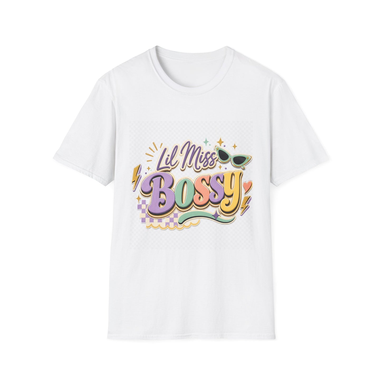 Lil Miss Bossy Graphic T-Shirt — Cute Retro Sunglasses Design