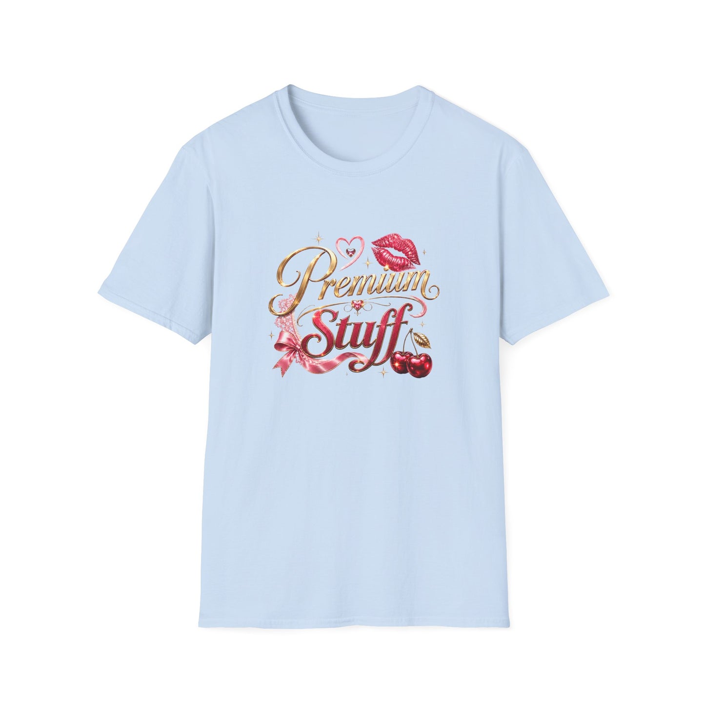 Premium Stuff Graphic T‑Shirt — Retro Lip & Cherry Glam Tee