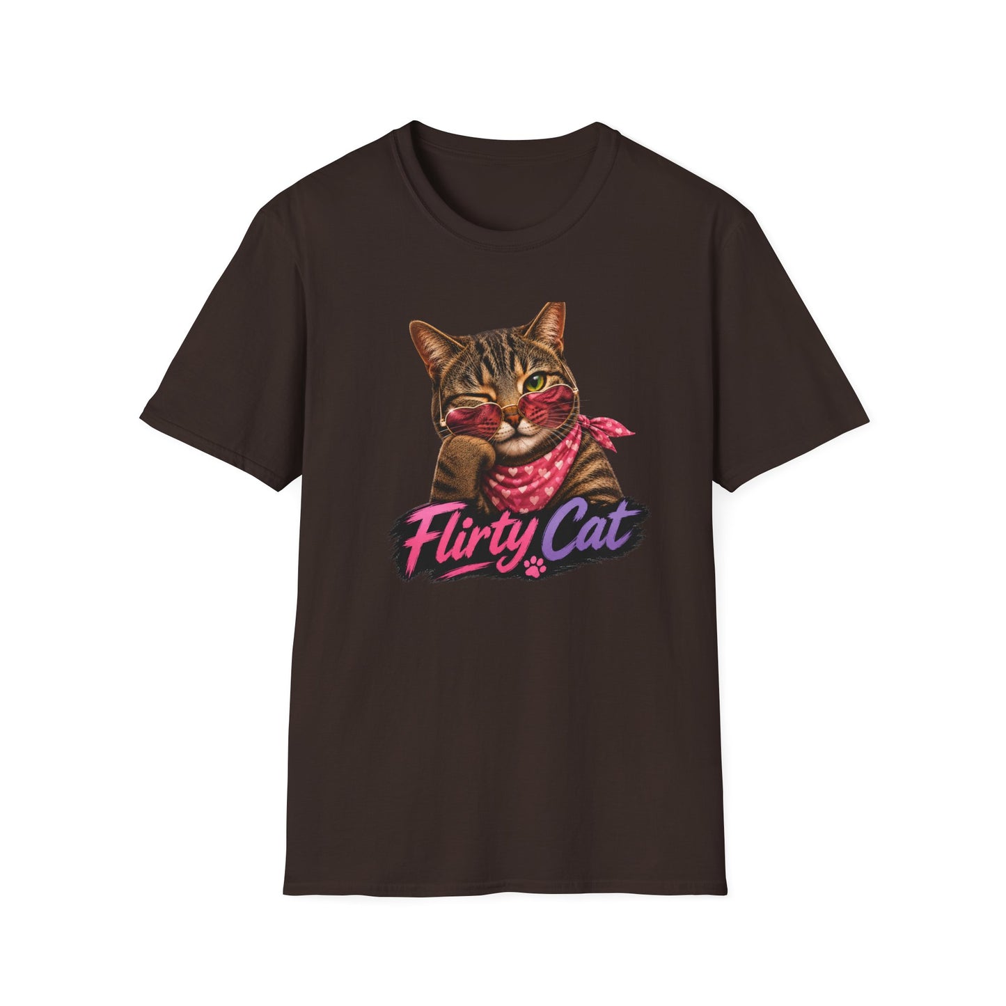 Flirty Cat T-Shirt — Cute Retro Cat with Sunglasses & Bandana