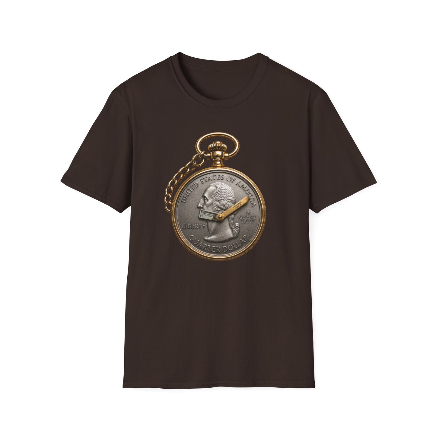 Pocket Watch Coin Graphic T-Shirt — Vintage Timepiece Design
