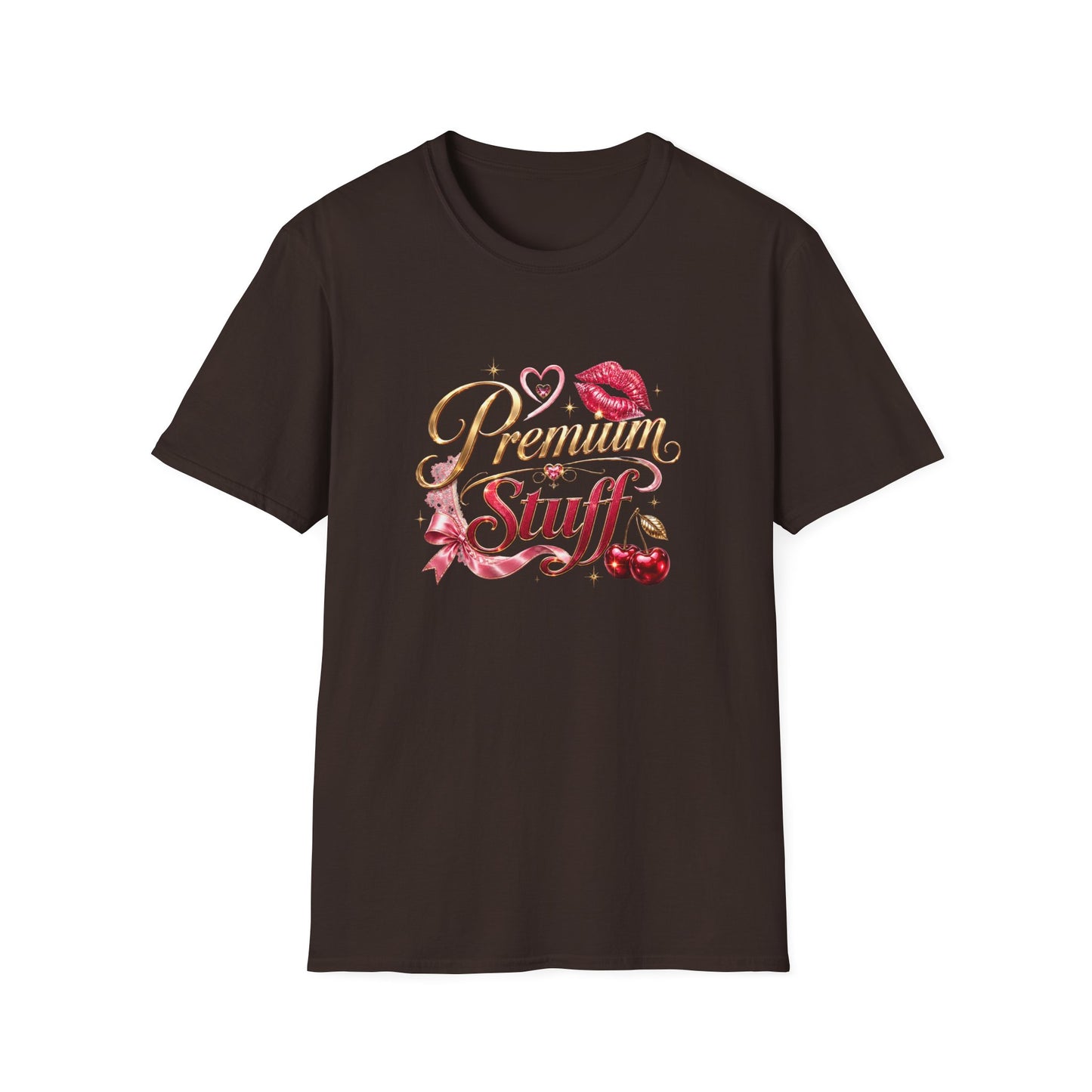 Premium Stuff Graphic T‑Shirt — Retro Lip & Cherry Glam Tee