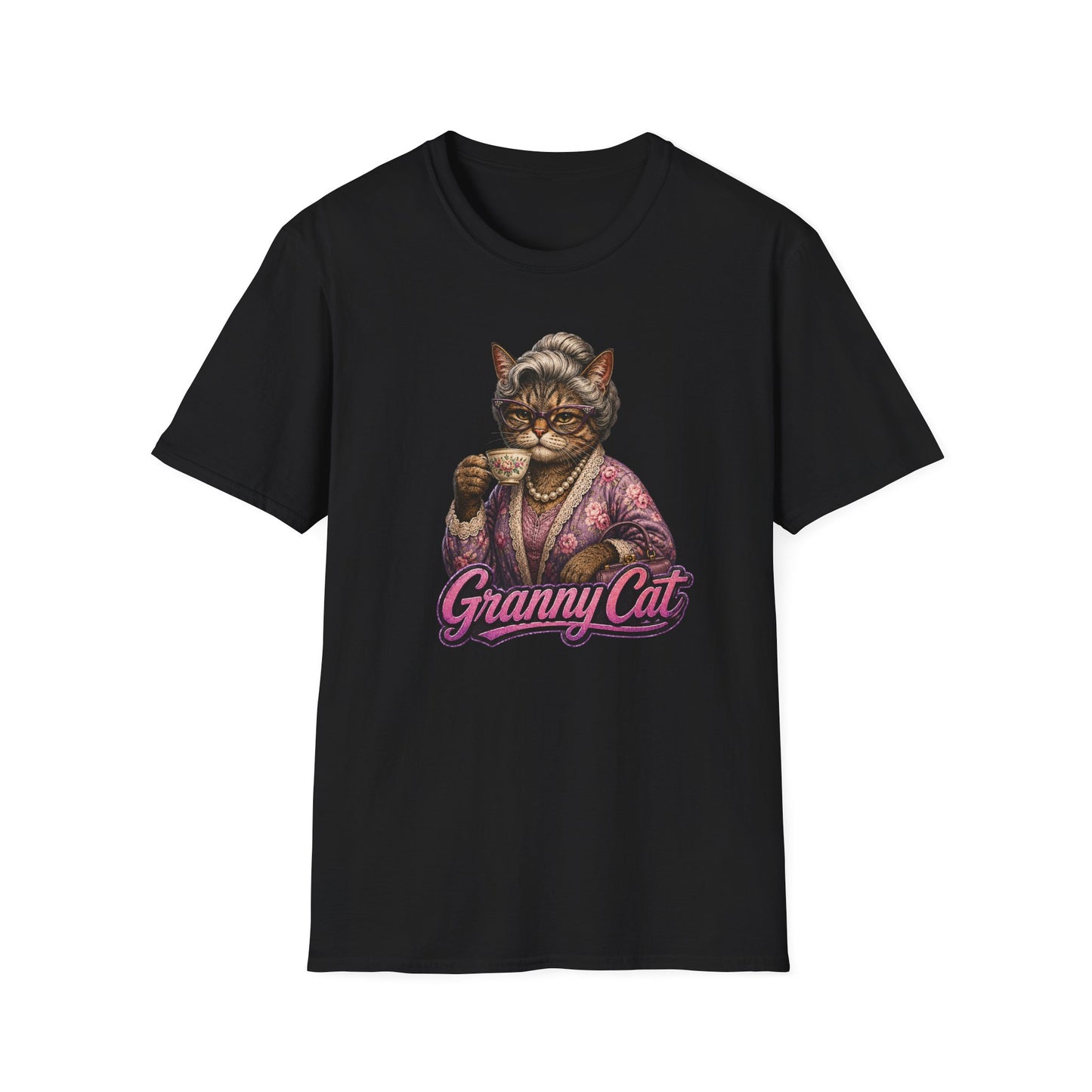 Granny Cat Tea Party T-Shirt