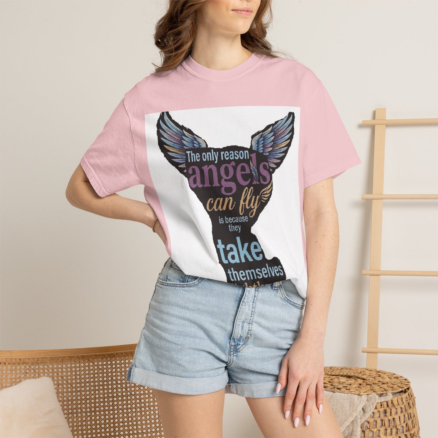 Angel Wings Quote T‑Shirt — "The Only Reason Angels Can Fly" Inspirational Graphic Tee