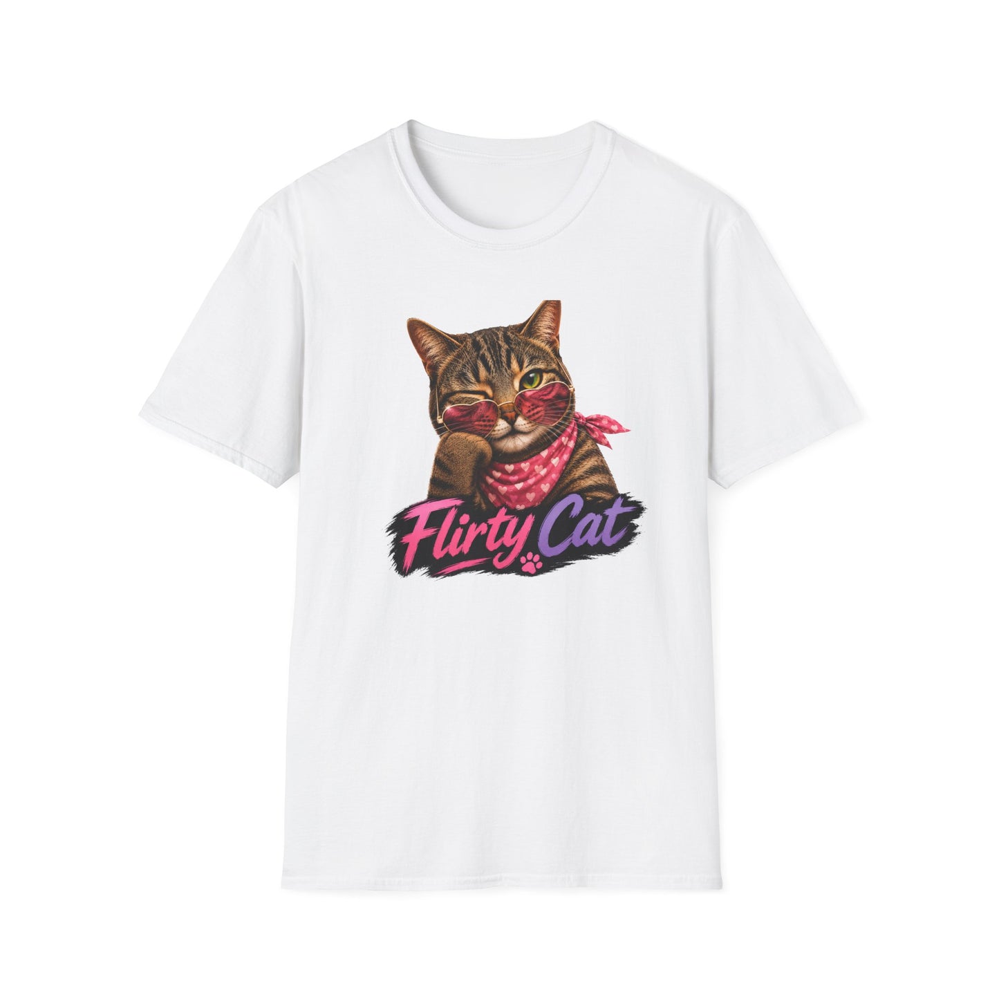 Flirty Cat T-Shirt — Cute Retro Cat with Sunglasses & Bandana