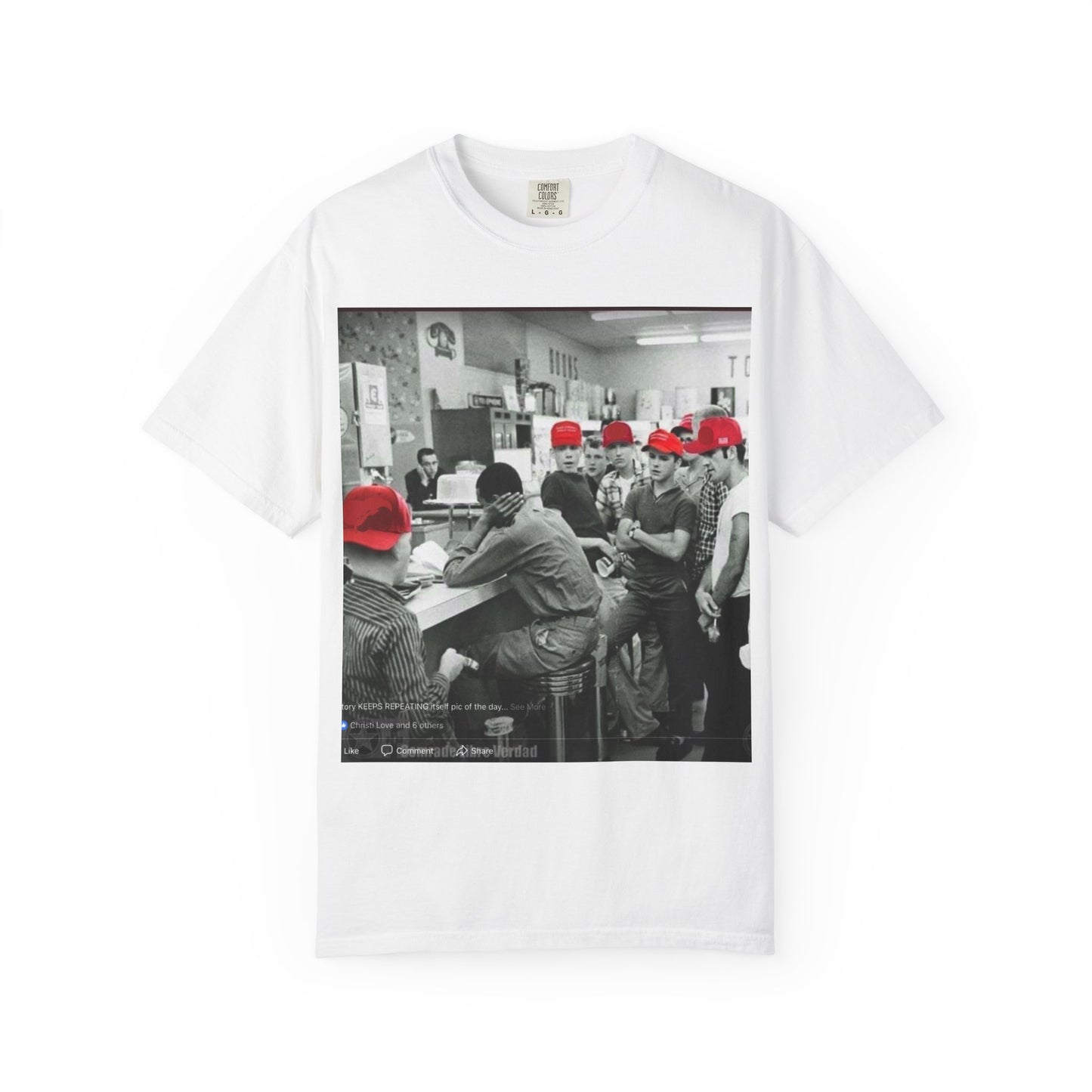 T-Shirt — Vintage Diner Photo with Red Hats