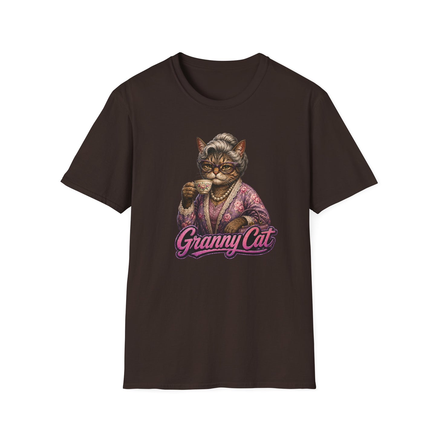 Granny Cat Tea Party T-Shirt
