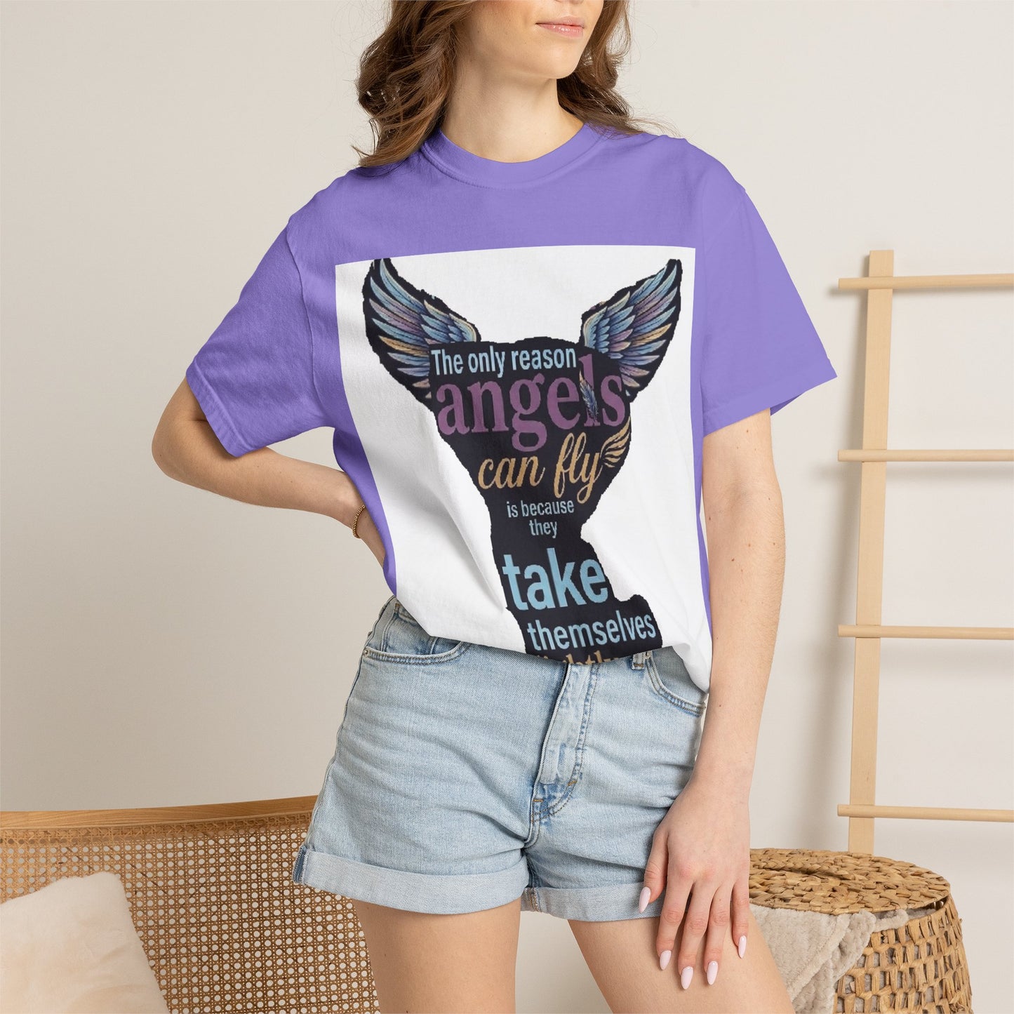 Angel Wings Quote T‑Shirt — "The Only Reason Angels Can Fly" Inspirational Graphic Tee