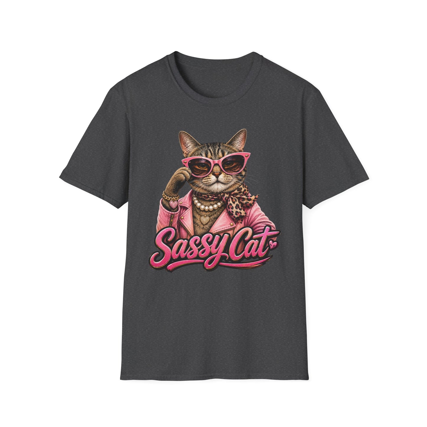 Sassy Cat T-Shirt — Retro Chic Cat with Sunglasses & Pearls