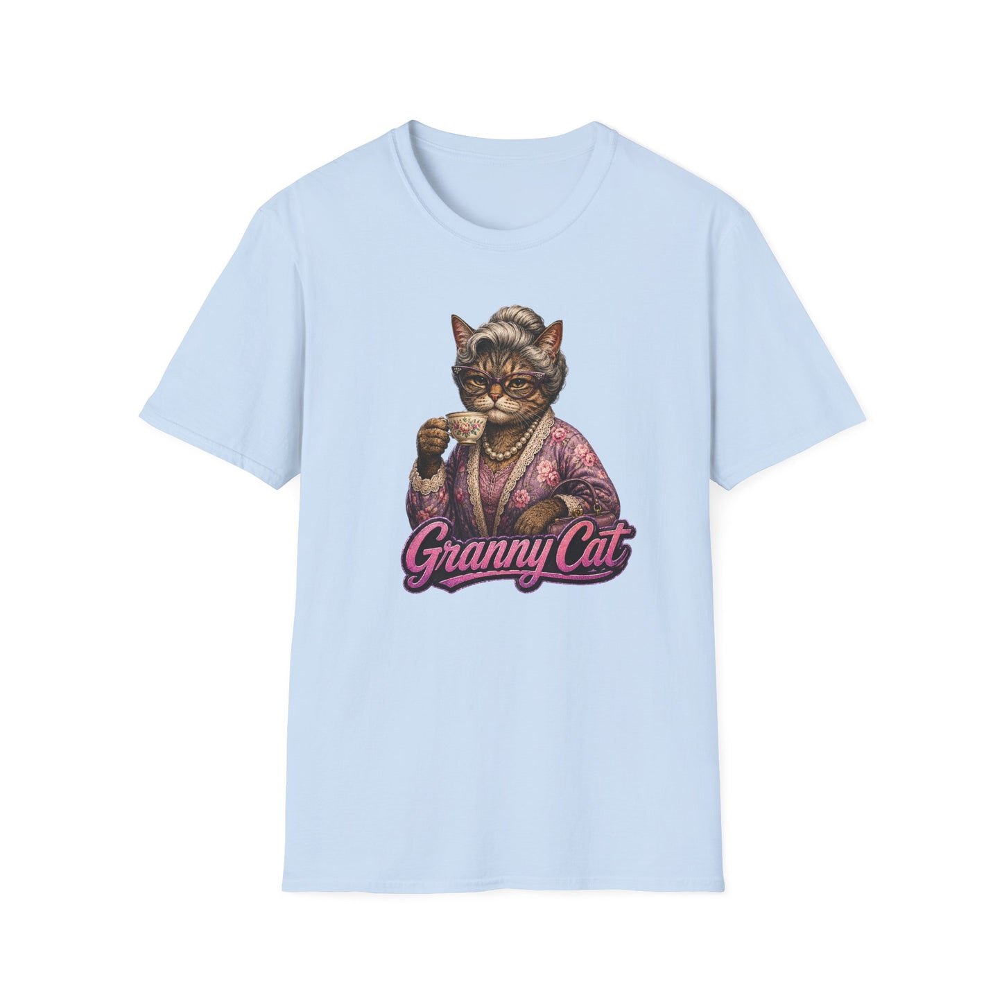 Granny Cat Tea Party T-Shirt