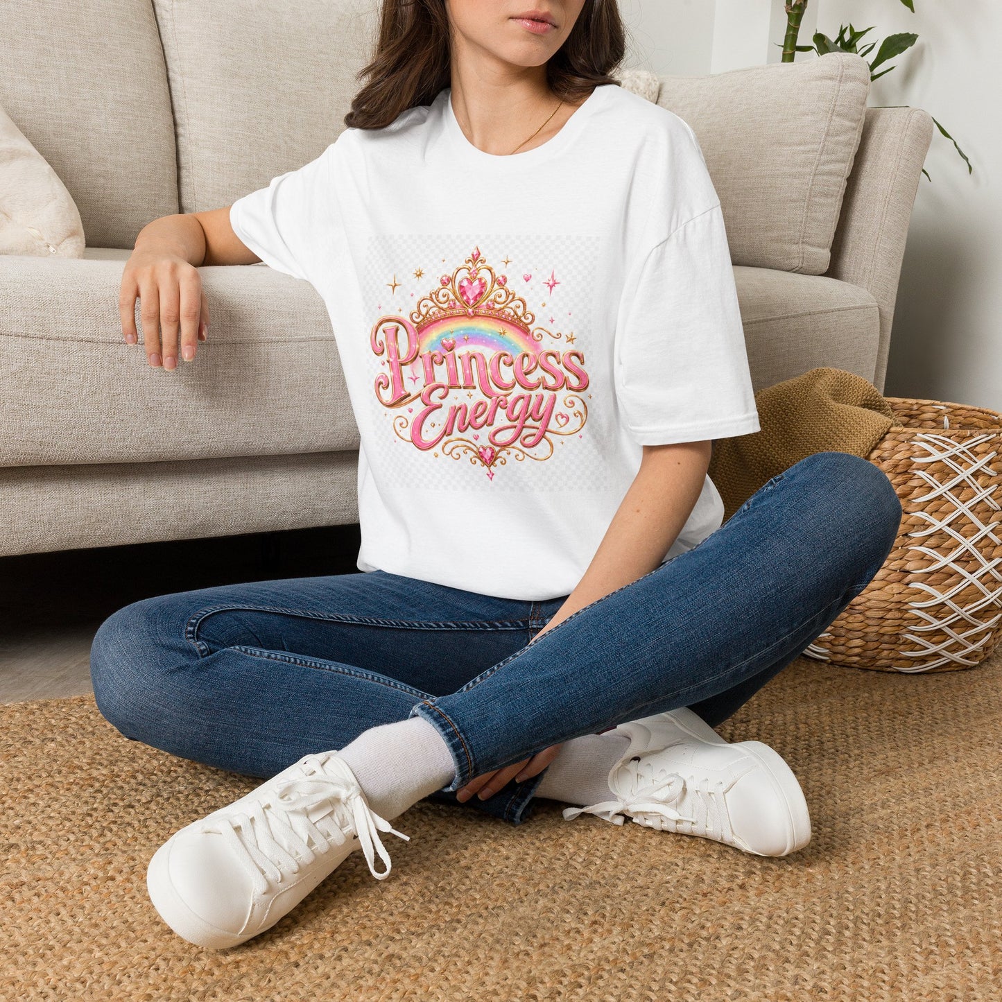 Princess Energy T-Shirt — Cute Pink Tiara Graphic Tee for Girls & Women