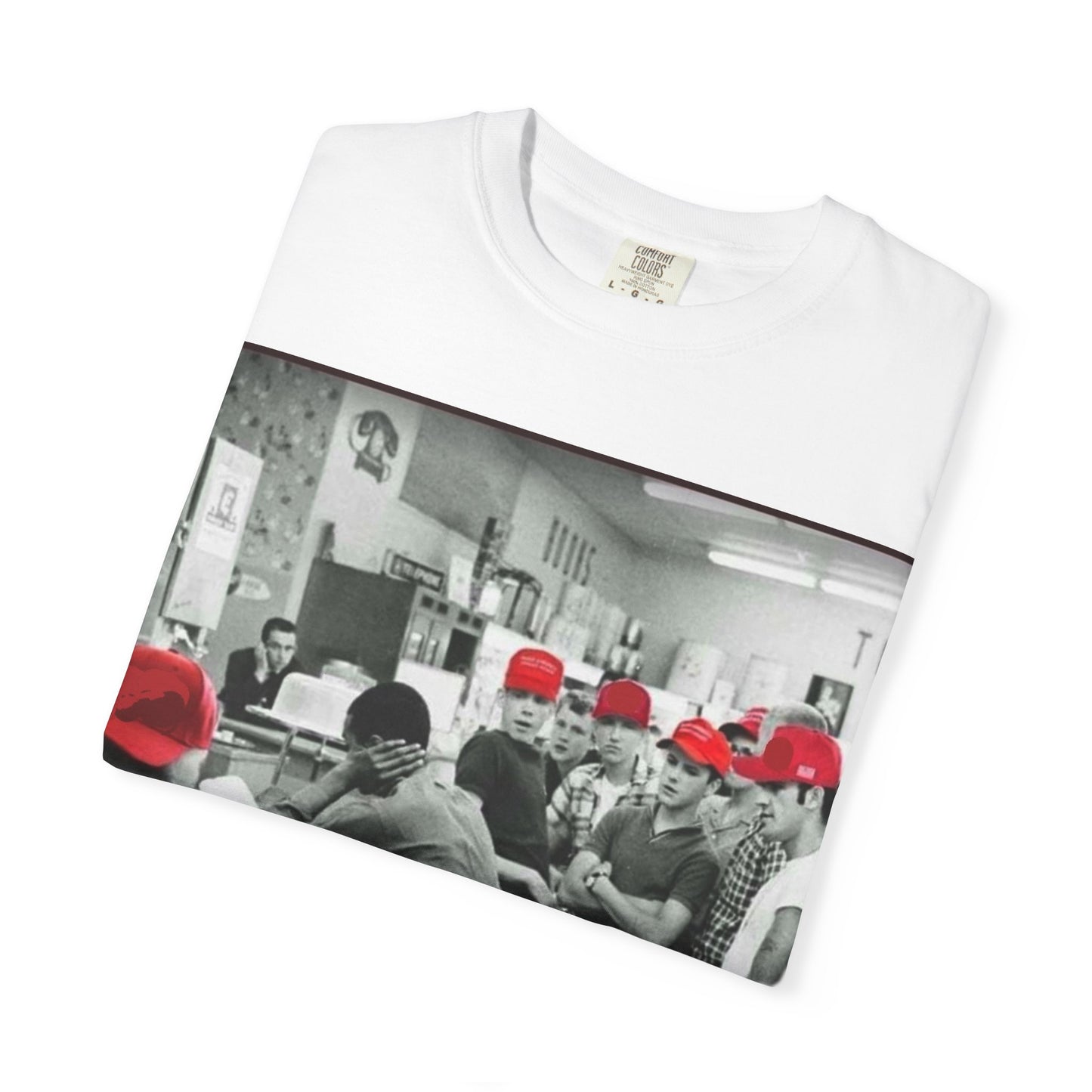 T-Shirt — Vintage Diner Photo with Red Hats