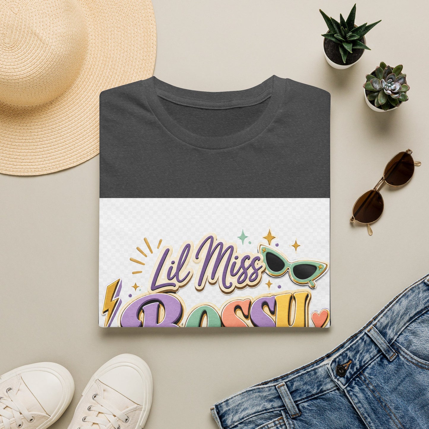 Lil Miss Bossy Graphic T-Shirt — Cute Retro Sunglasses Design