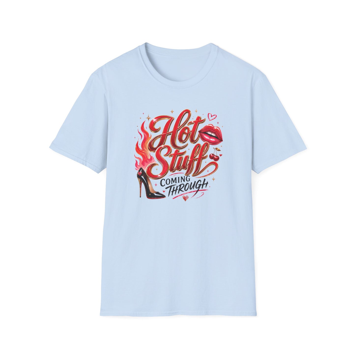 Hot Stuff Graphic T-Shirt — Retro Flame lips "Hot Stuff Coming Through" Tee