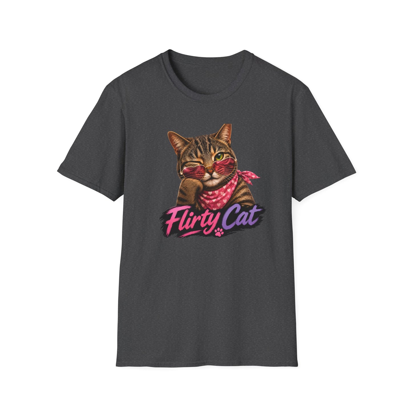 Flirty Cat T-Shirt — Cute Retro Cat with Sunglasses & Bandana