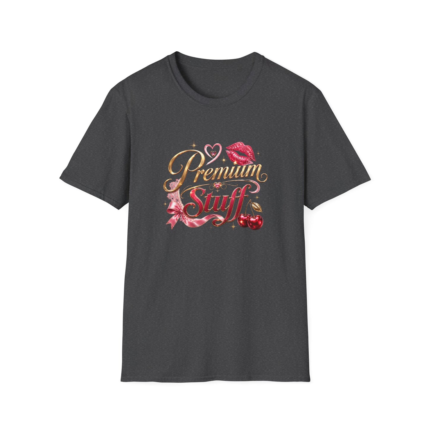 Premium Stuff Graphic T‑Shirt — Retro Lip & Cherry Glam Tee
