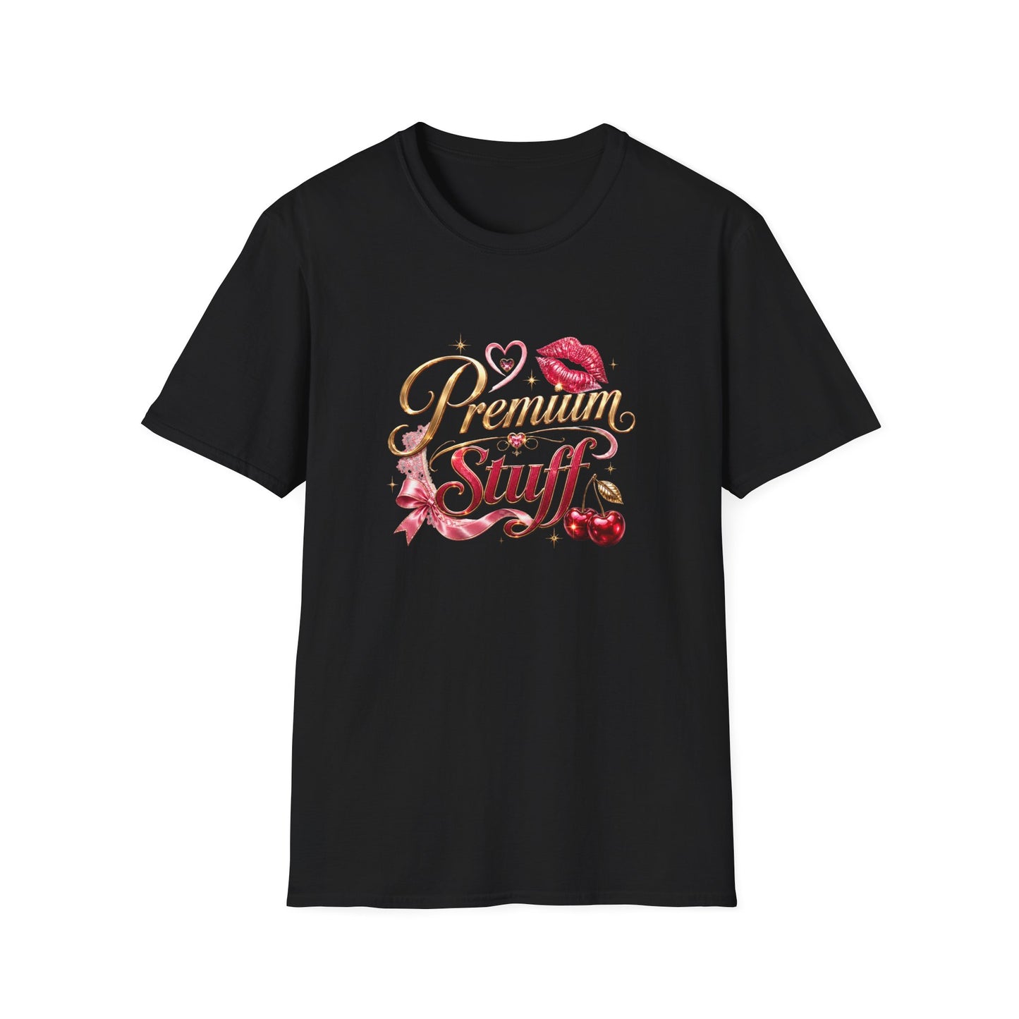 Premium Stuff Graphic T‑Shirt — Retro Lip & Cherry Glam Tee