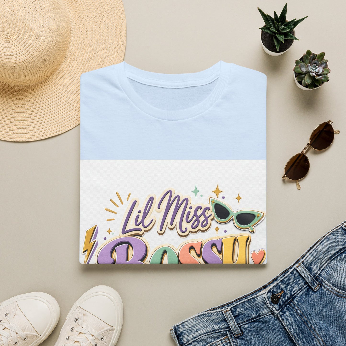 Lil Miss Bossy Graphic T-Shirt — Cute Retro Sunglasses Design