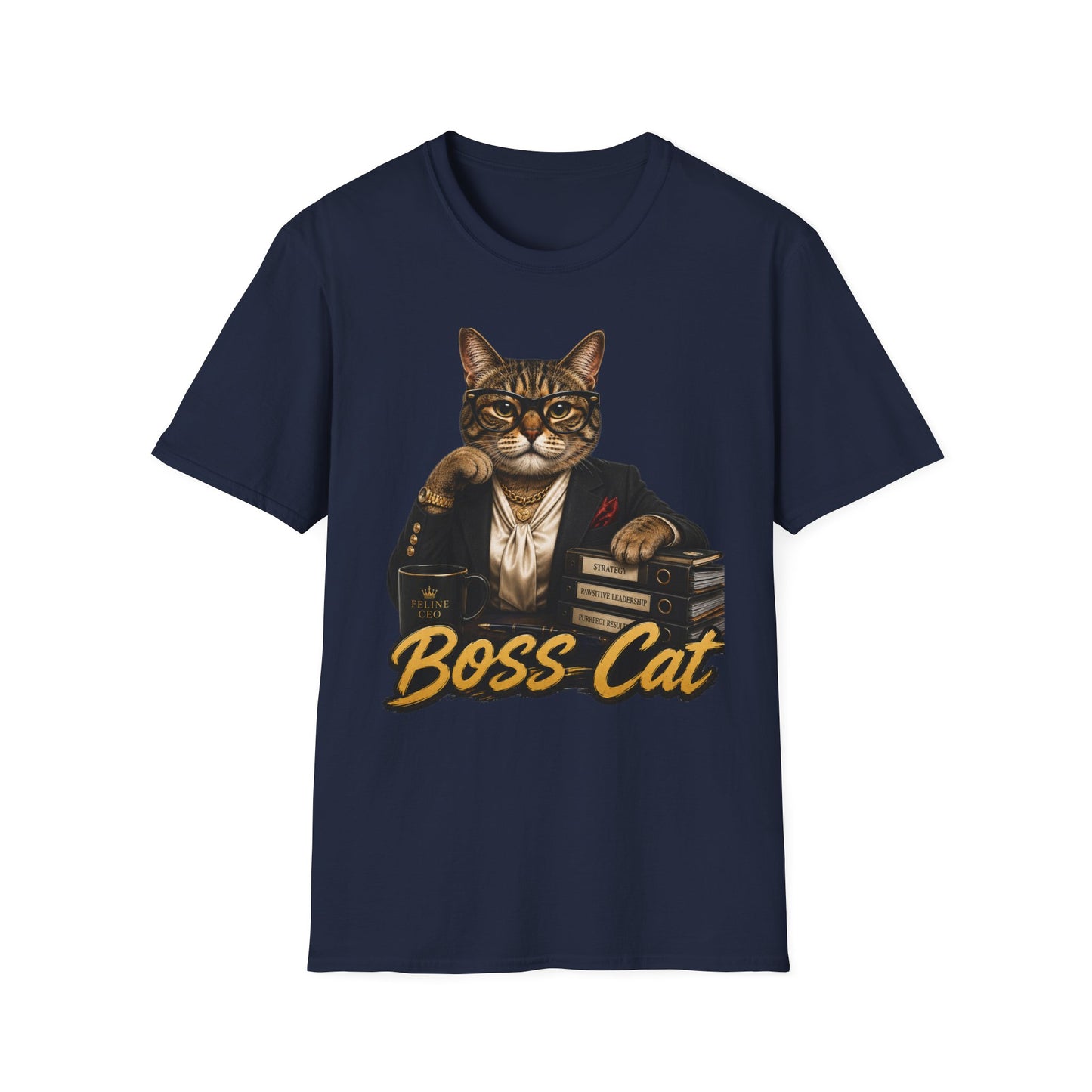 Boss Cat T‑Shirt — Vintage Dapper Cat Graphic Tee for Cat Lovers