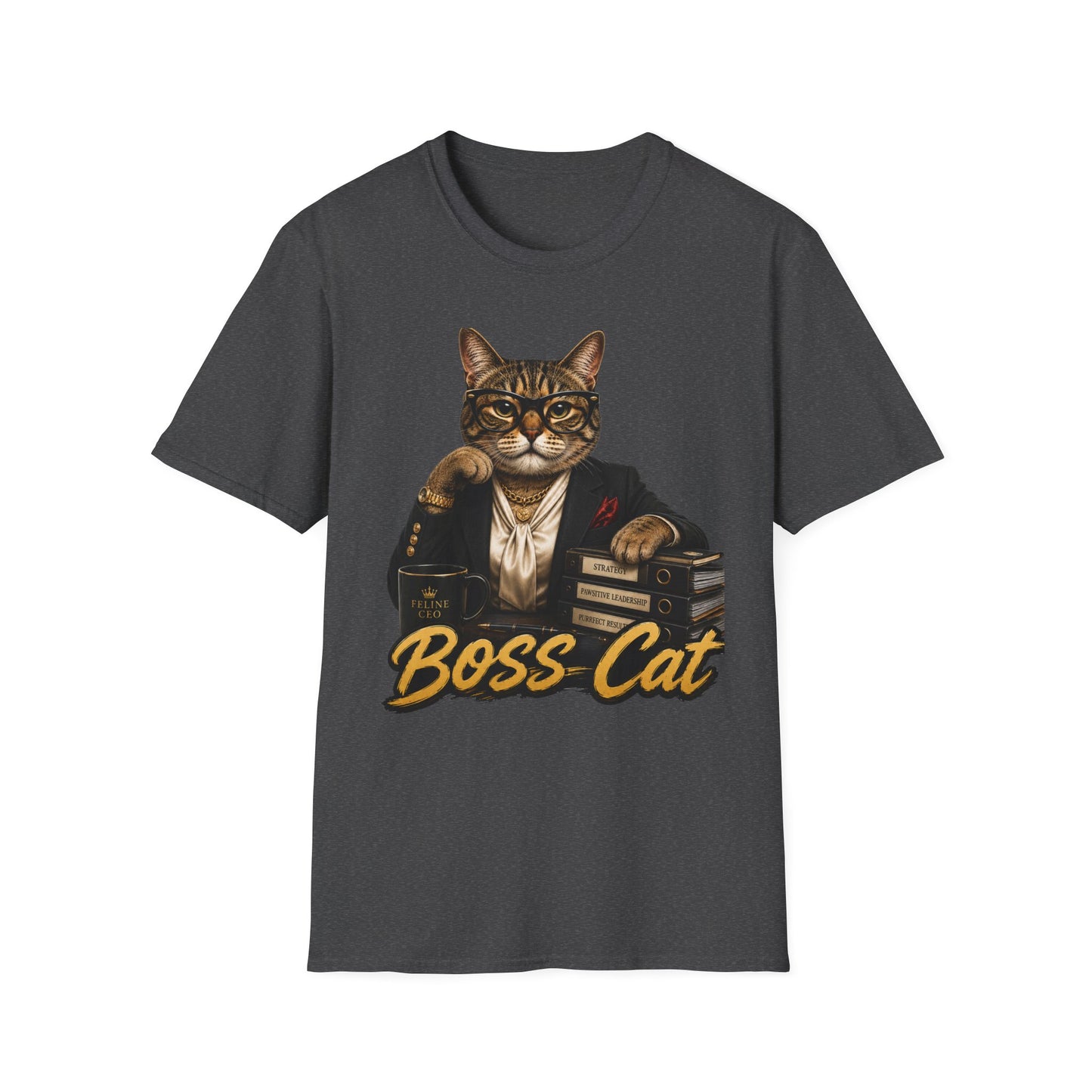 Boss Cat T‑Shirt — Vintage Dapper Cat Graphic Tee for Cat Lovers
