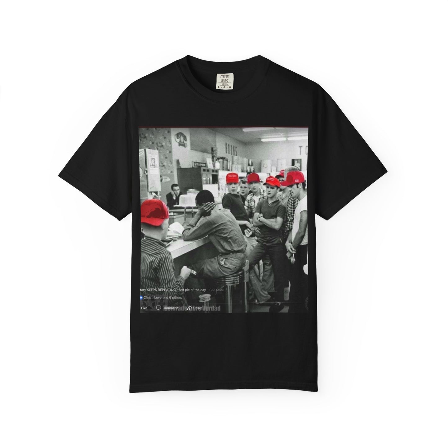 T-Shirt — Vintage Diner Photo with Red Hats