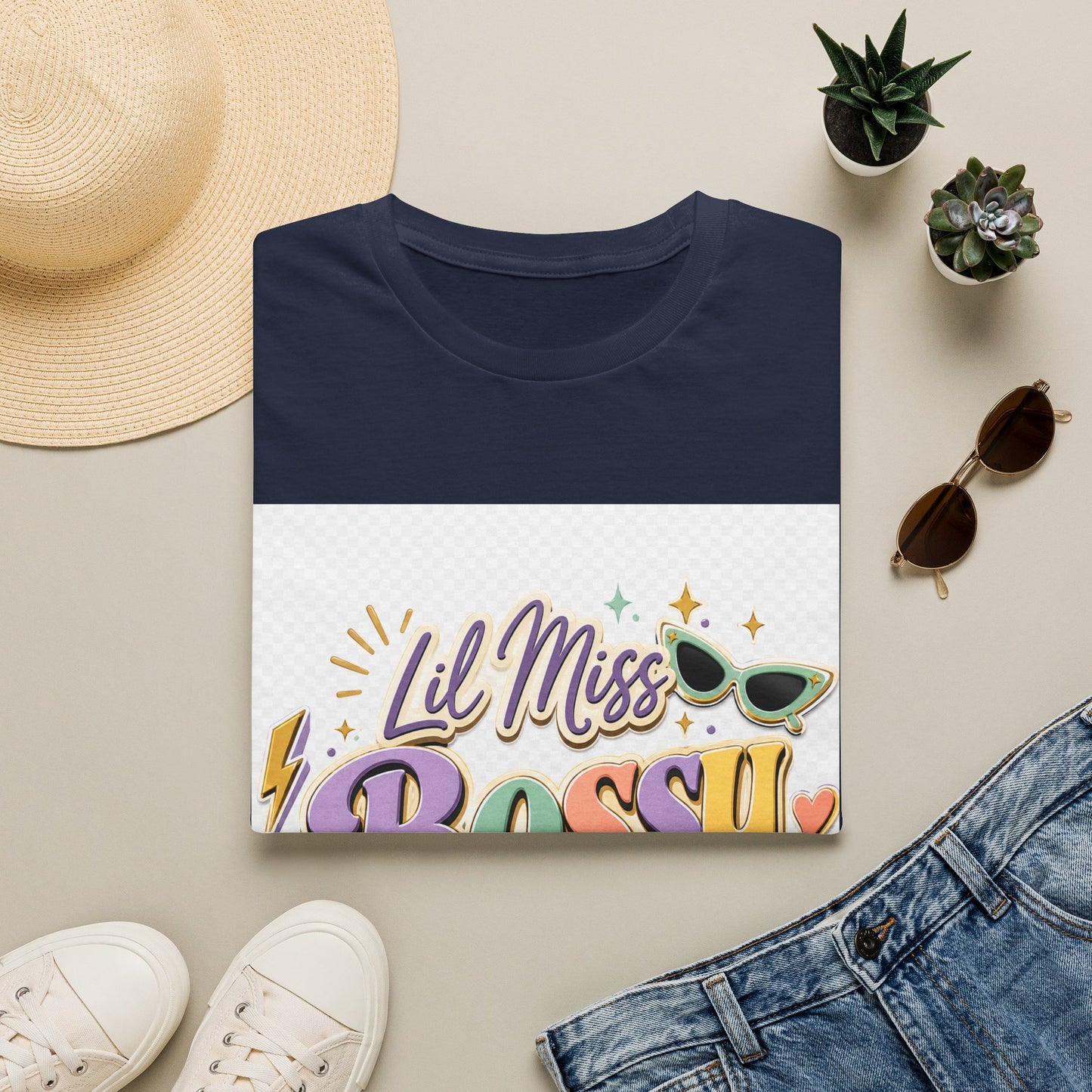 Lil Miss Bossy Graphic T-Shirt — Cute Retro Sunglasses Design