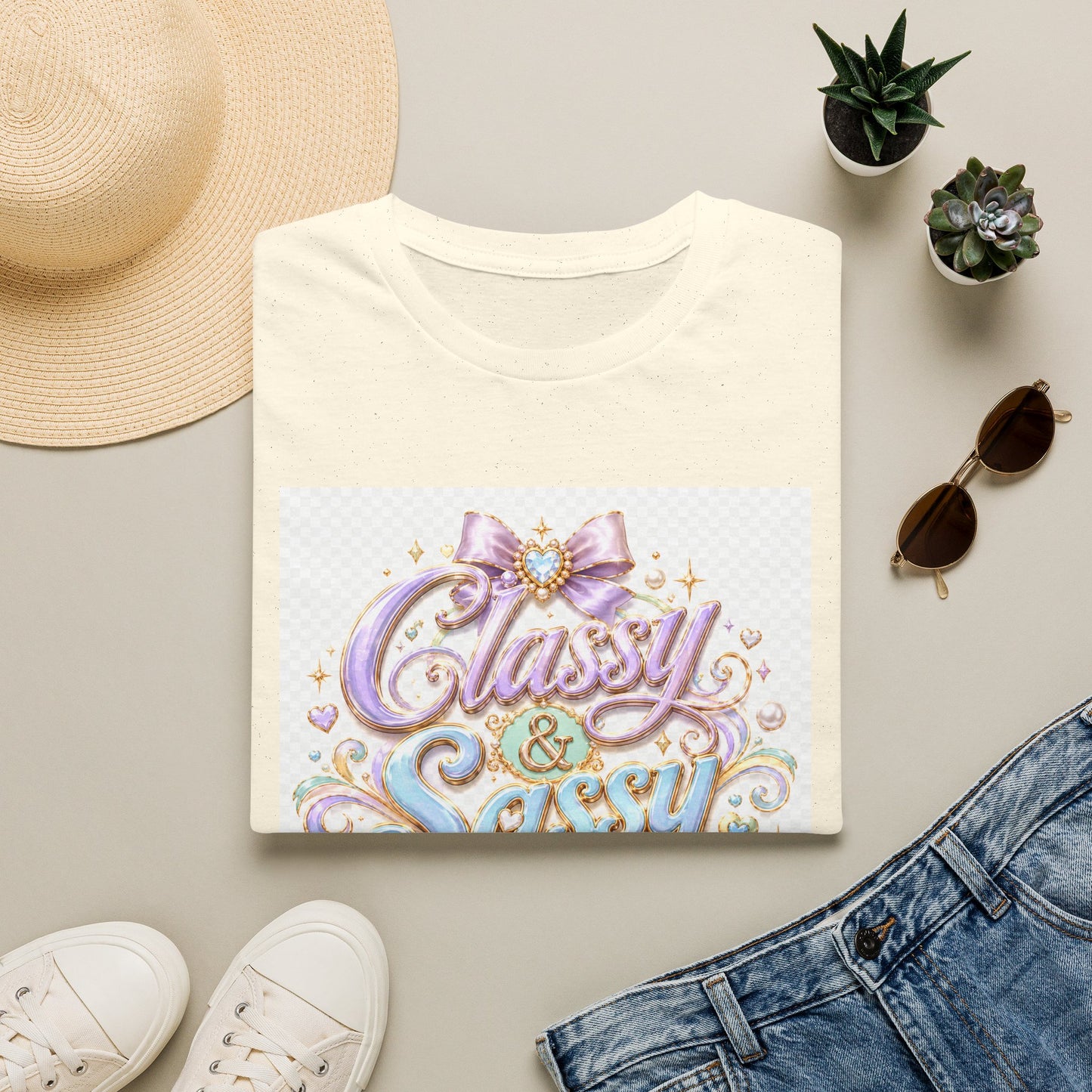 Classy & Sassy Graphic T-Shirt — Pastel Bow Feminine Tee