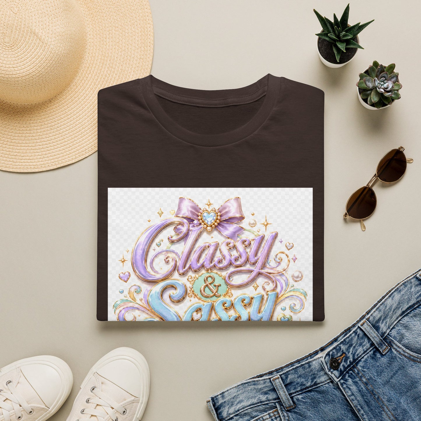 Classy & Sassy Graphic T-Shirt — Pastel Bow Feminine Tee