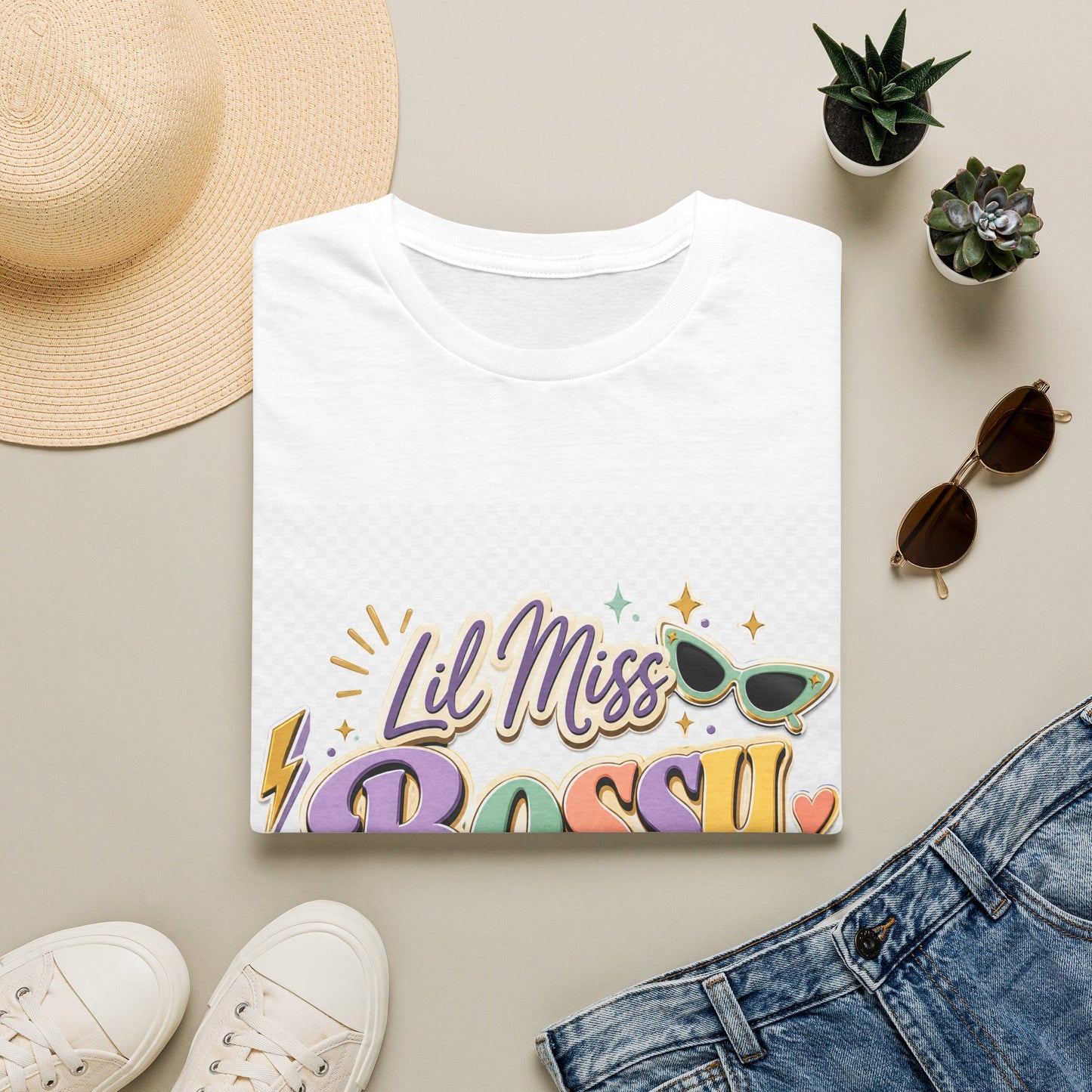 Lil Miss Bossy Graphic T-Shirt — Cute Retro Sunglasses Design