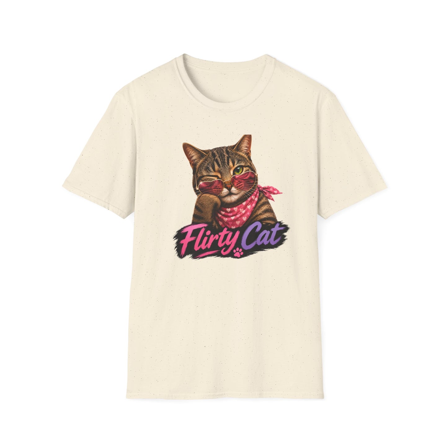 Flirty Cat T-Shirt — Cute Retro Cat with Sunglasses & Bandana