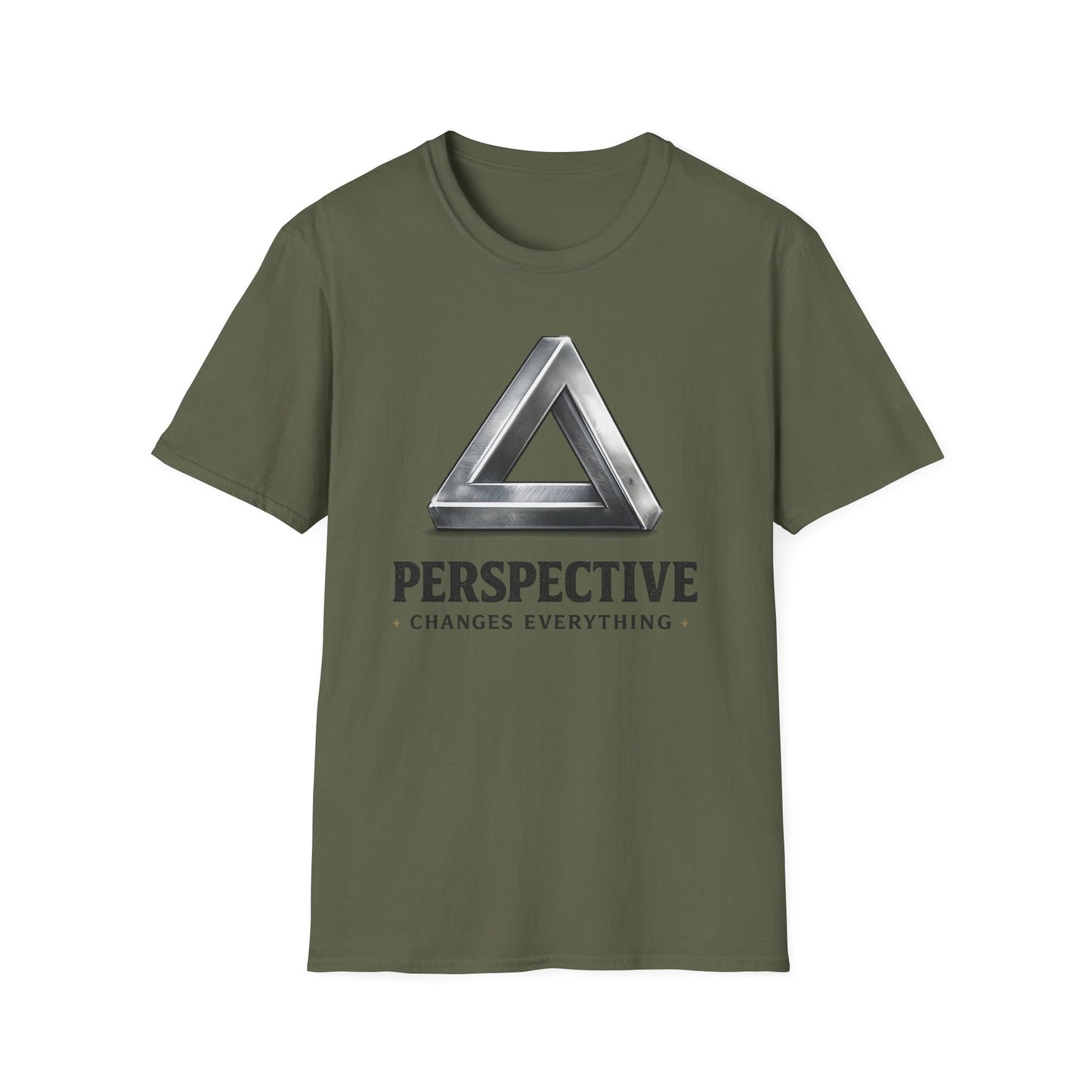 Perspective T-Shirt — Optical Illusion Penrose Triangle Graphic Tee