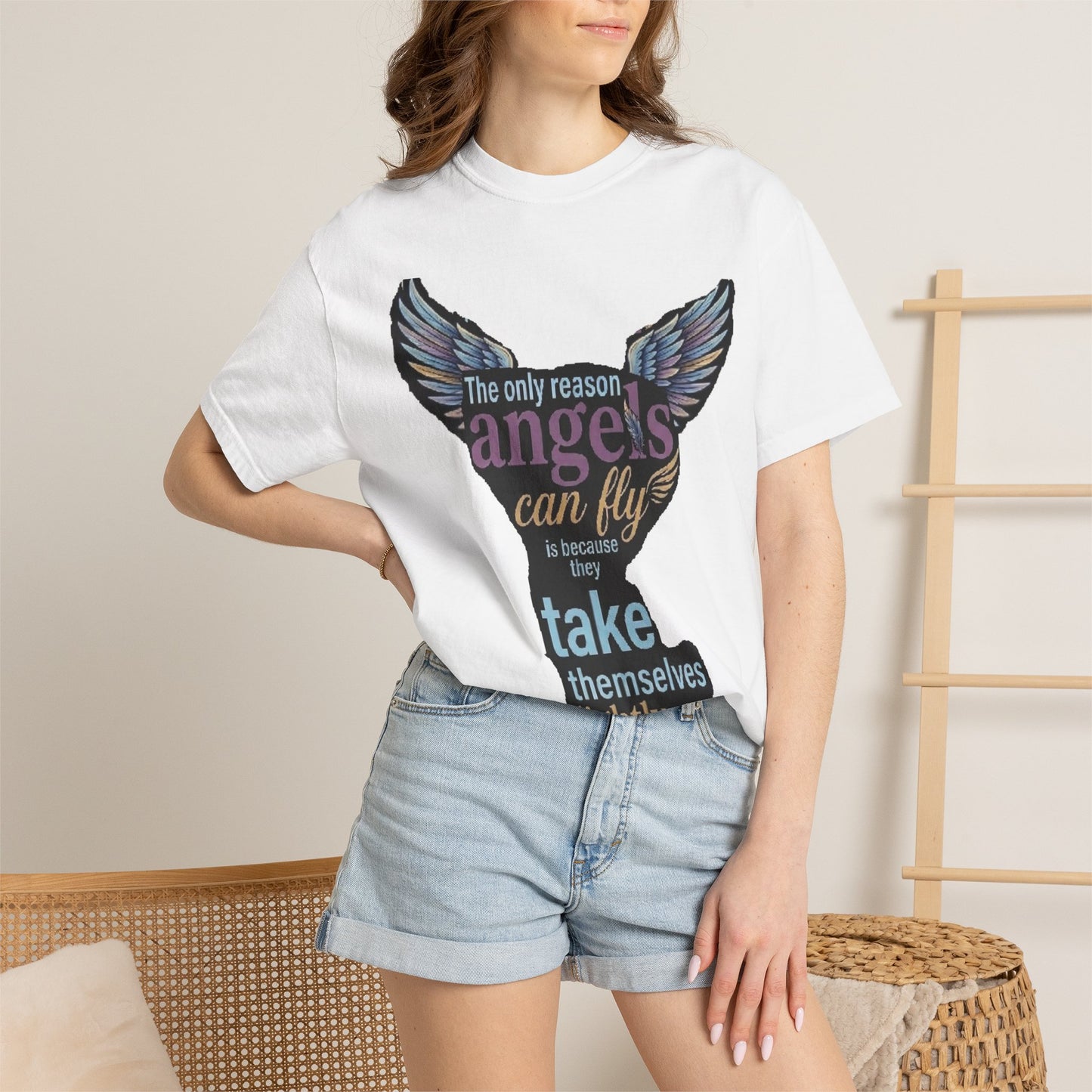Angel Wings Quote T‑Shirt — "The Only Reason Angels Can Fly" Inspirational Graphic Tee