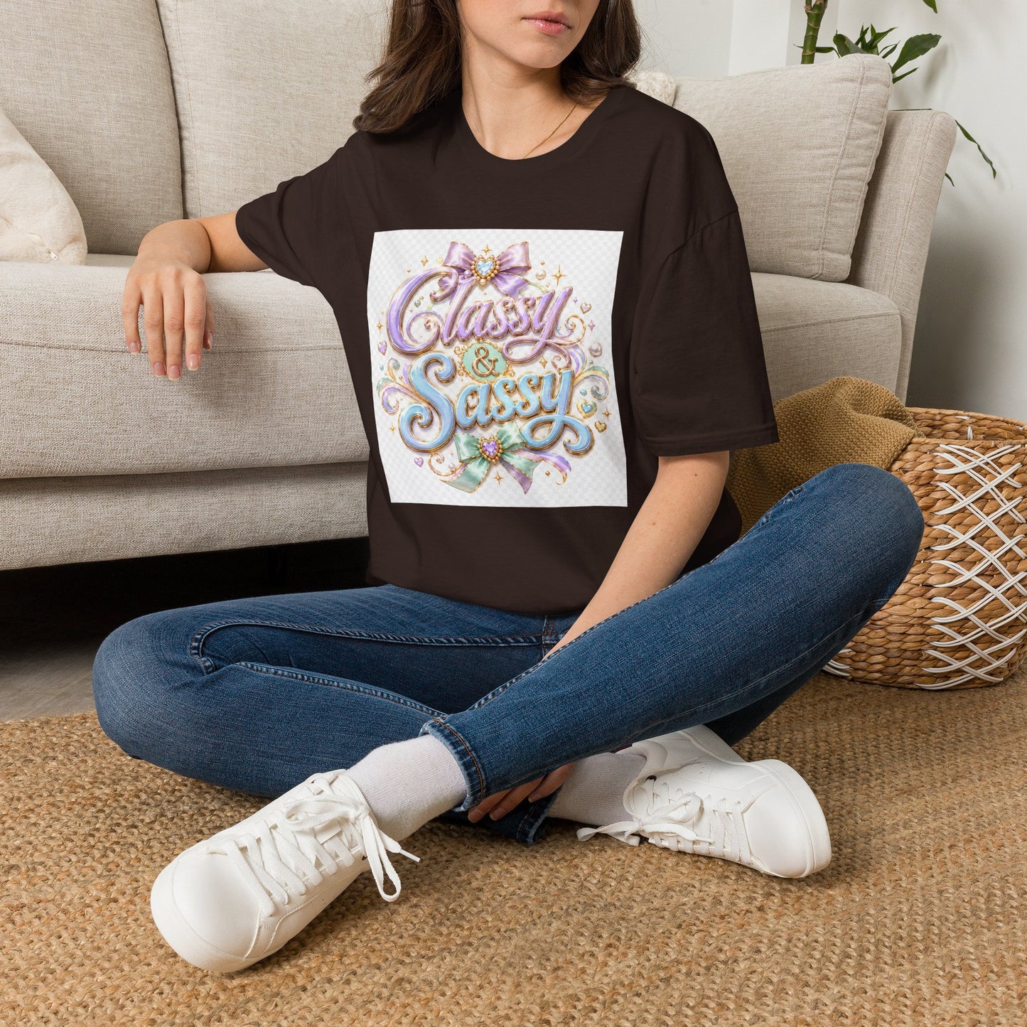 Classy & Sassy Graphic T-Shirt — Pastel Bow Feminine Tee