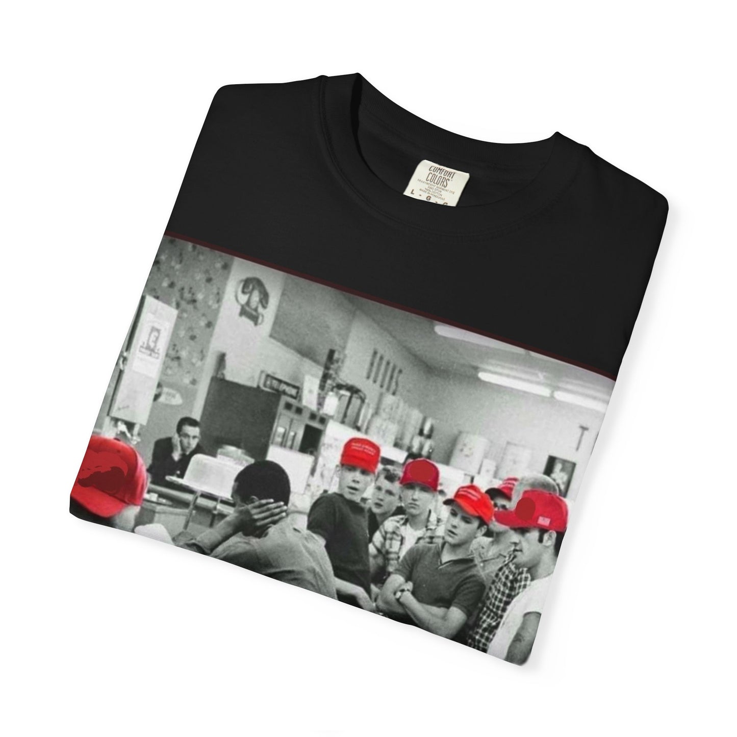 T-Shirt — Vintage Diner Photo with Red Hats