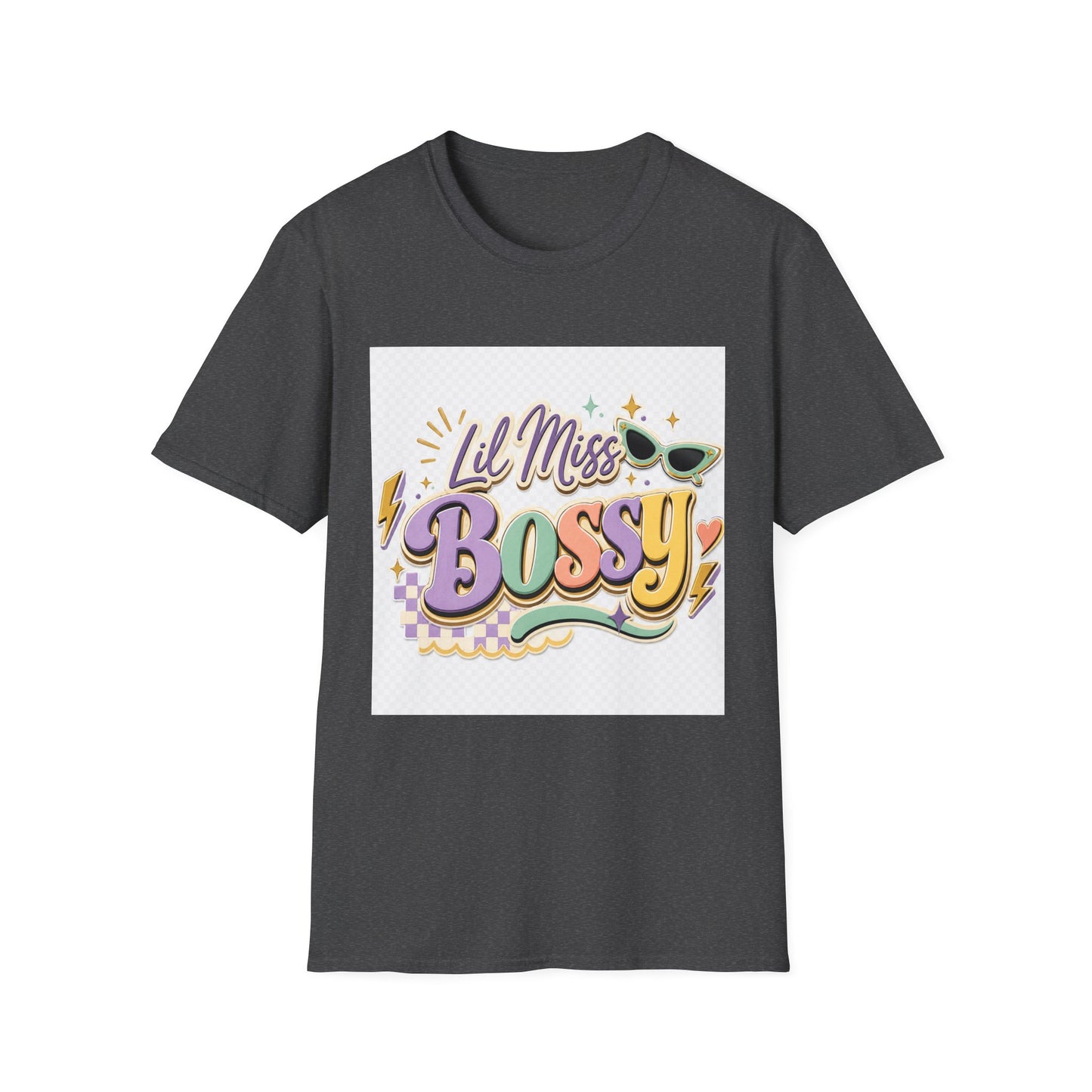 Lil Miss Bossy Graphic T-Shirt — Cute Retro Sunglasses Design