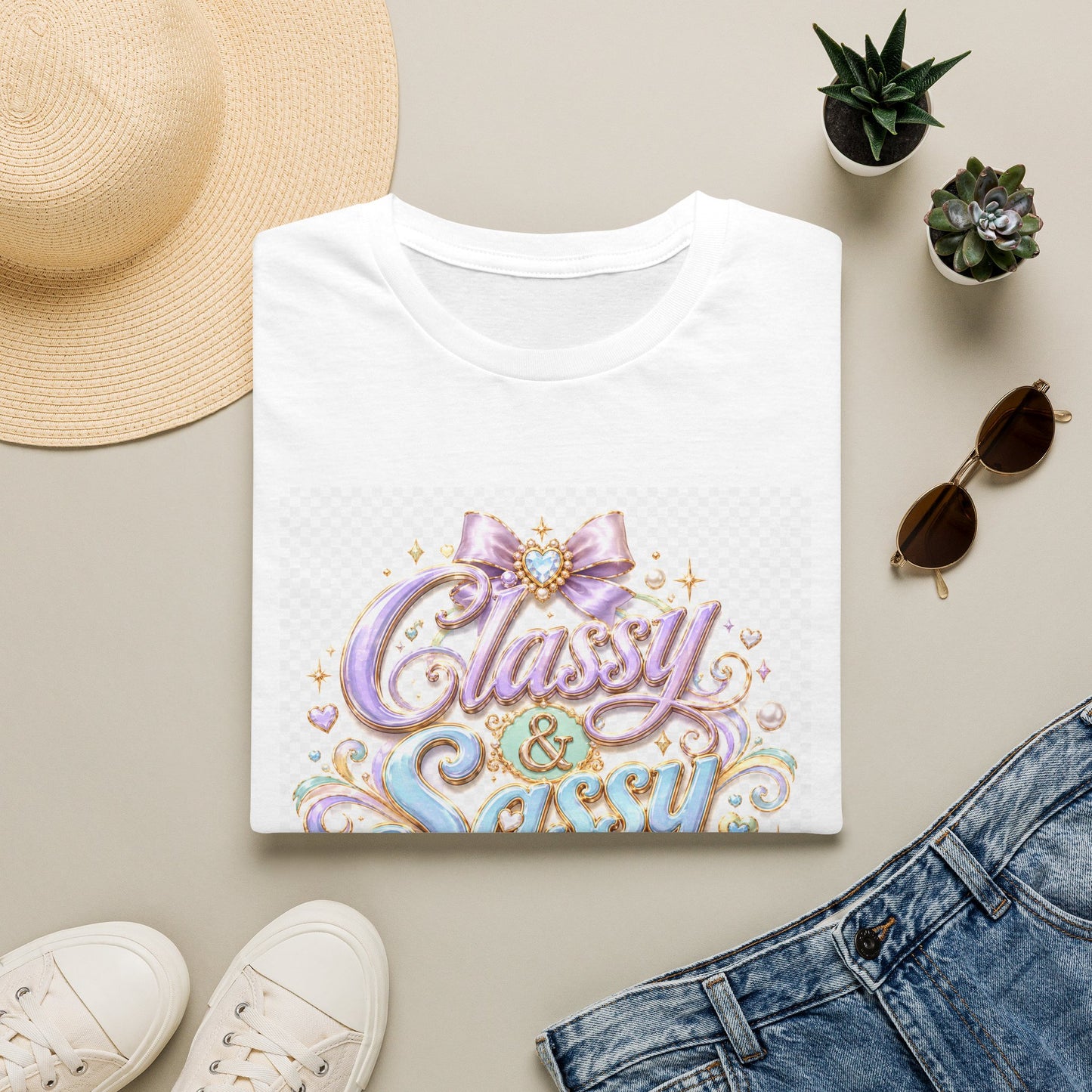 Classy & Sassy Graphic T-Shirt — Pastel Bow Feminine Tee