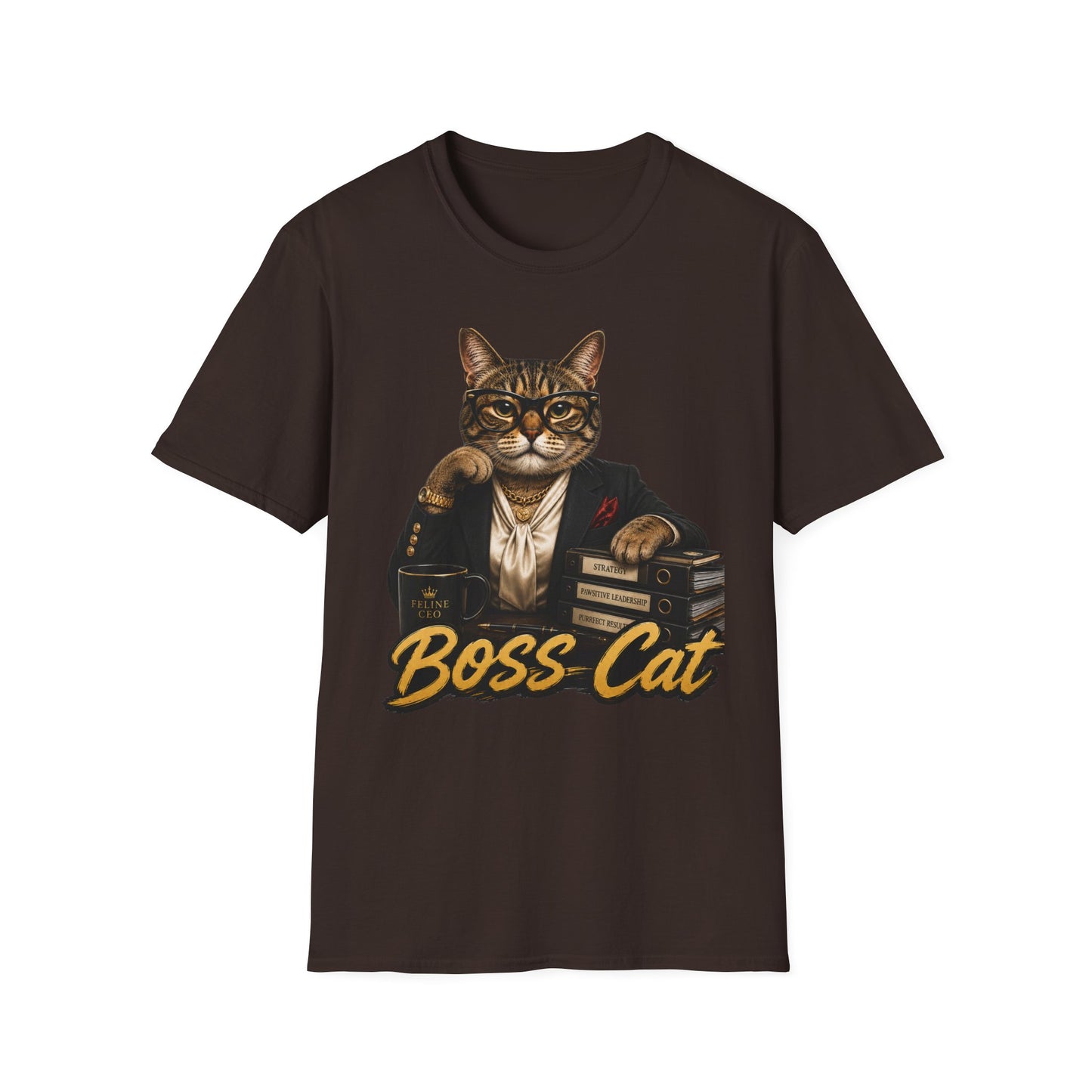 Boss Cat T‑Shirt — Vintage Dapper Cat Graphic Tee for Cat Lovers