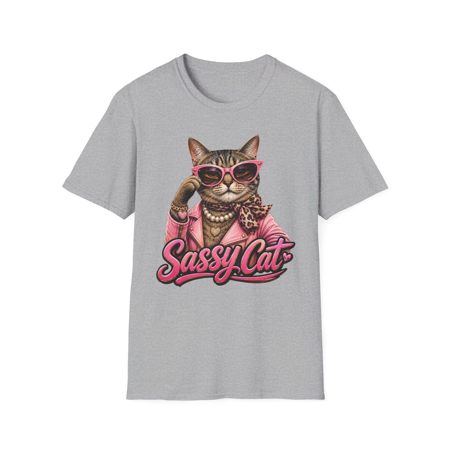 Sassy Cat T-Shirt — Retro Chic Cat with Sunglasses & Pearls