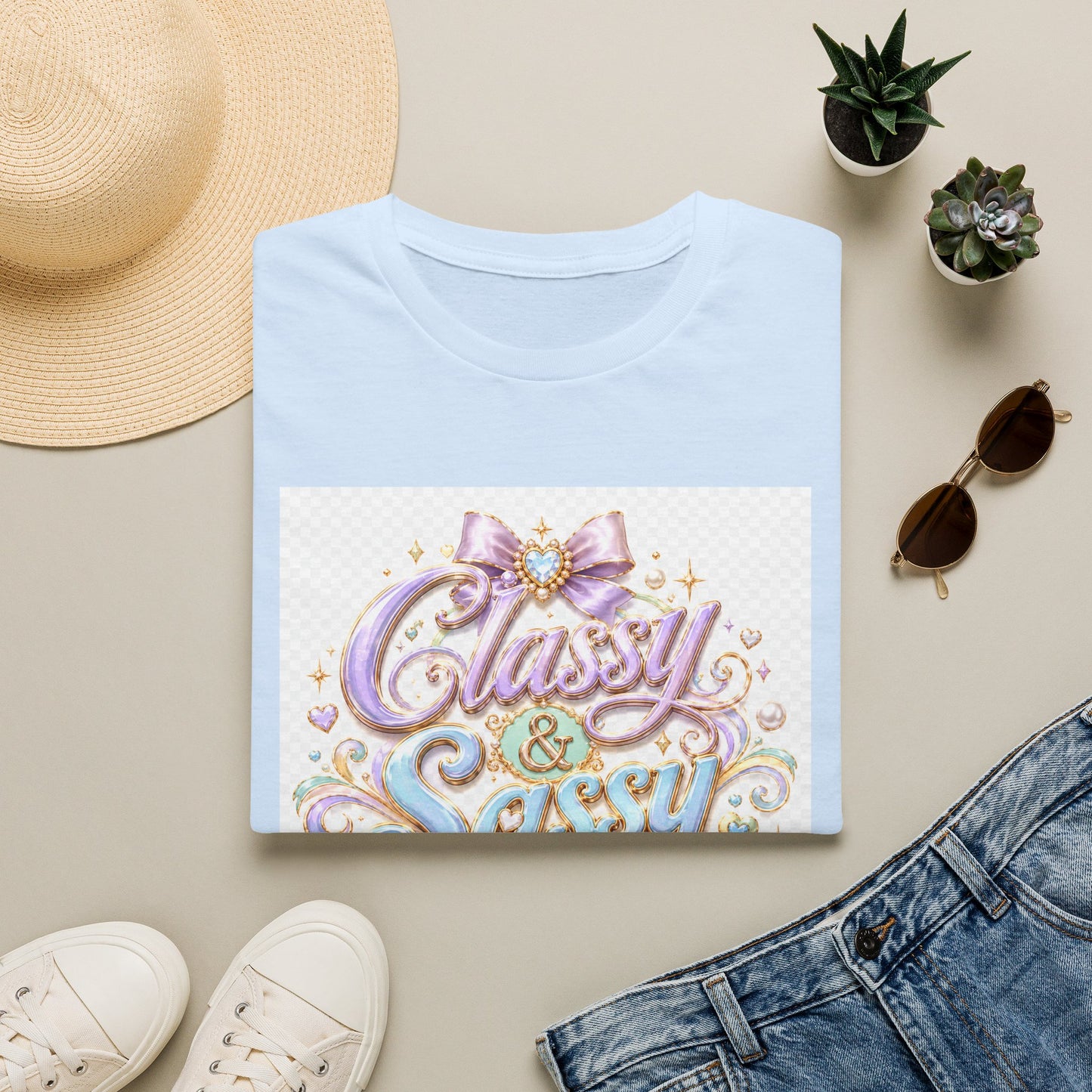 Classy & Sassy Graphic T-Shirt — Pastel Bow Feminine Tee