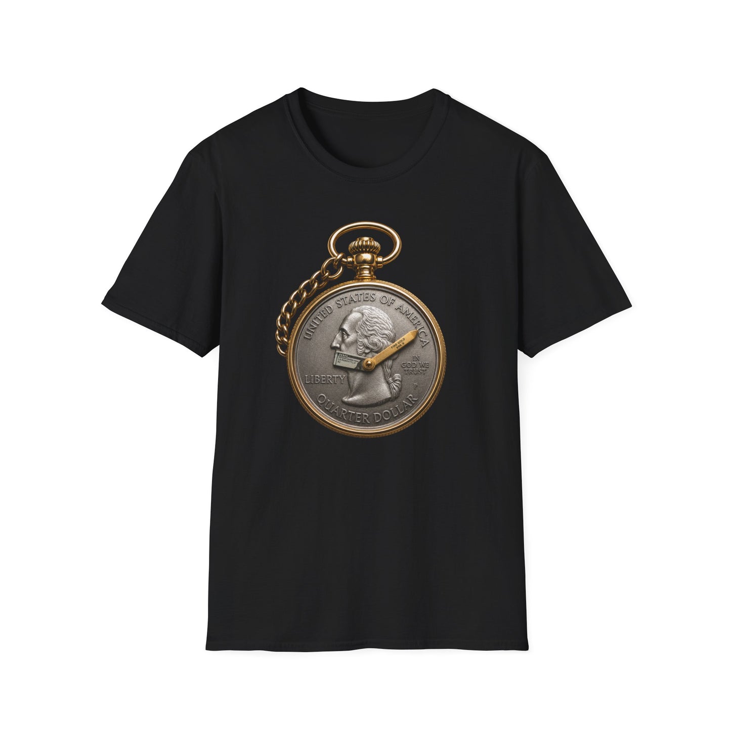 Pocket Watch Coin Graphic T-Shirt — Vintage Timepiece Design