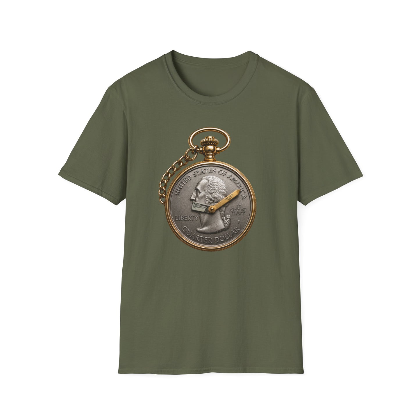 Pocket Watch Coin Graphic T-Shirt — Vintage Timepiece Design